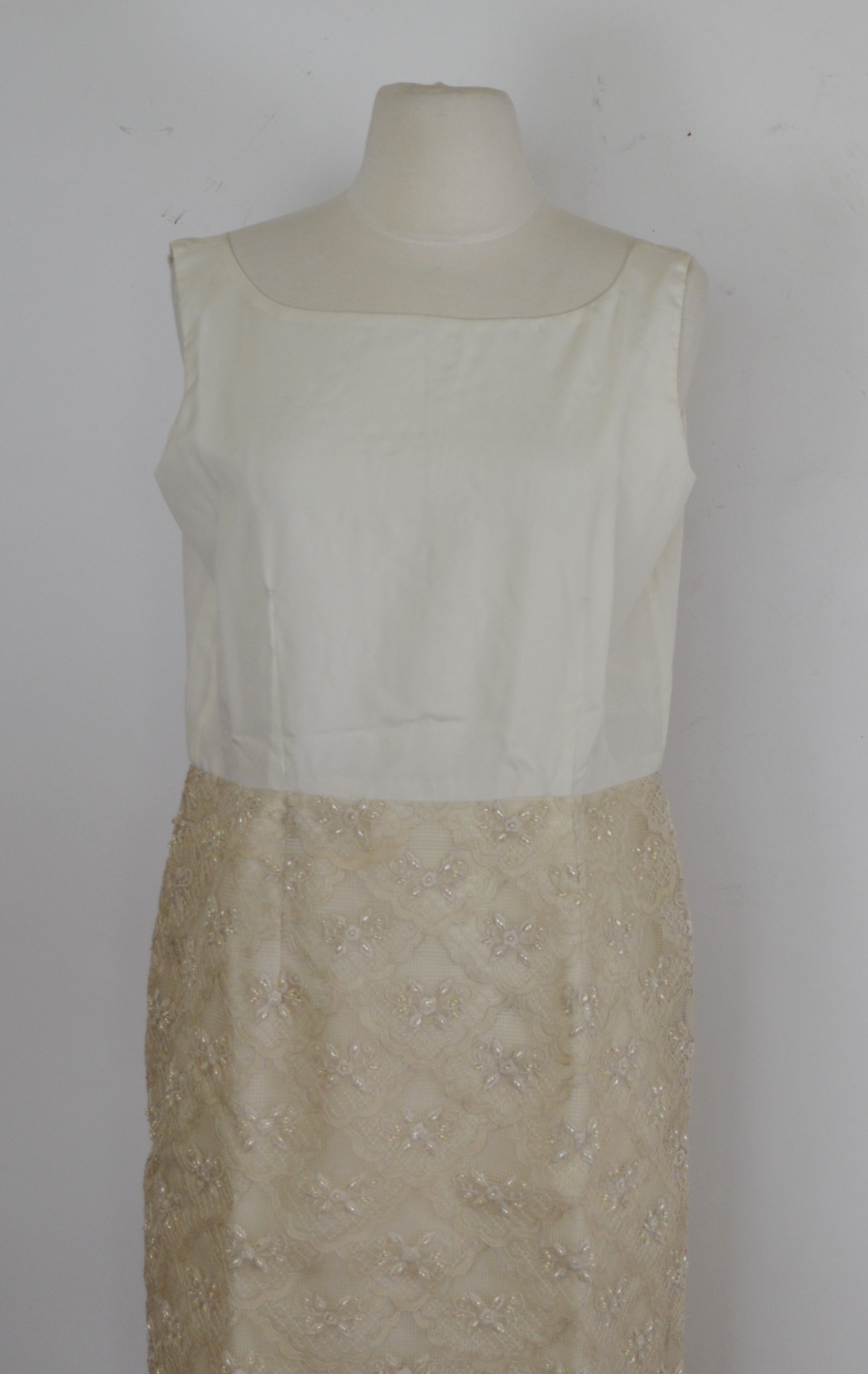 Cream Beaded Sheath (Terno) Evening Dress and Jacket