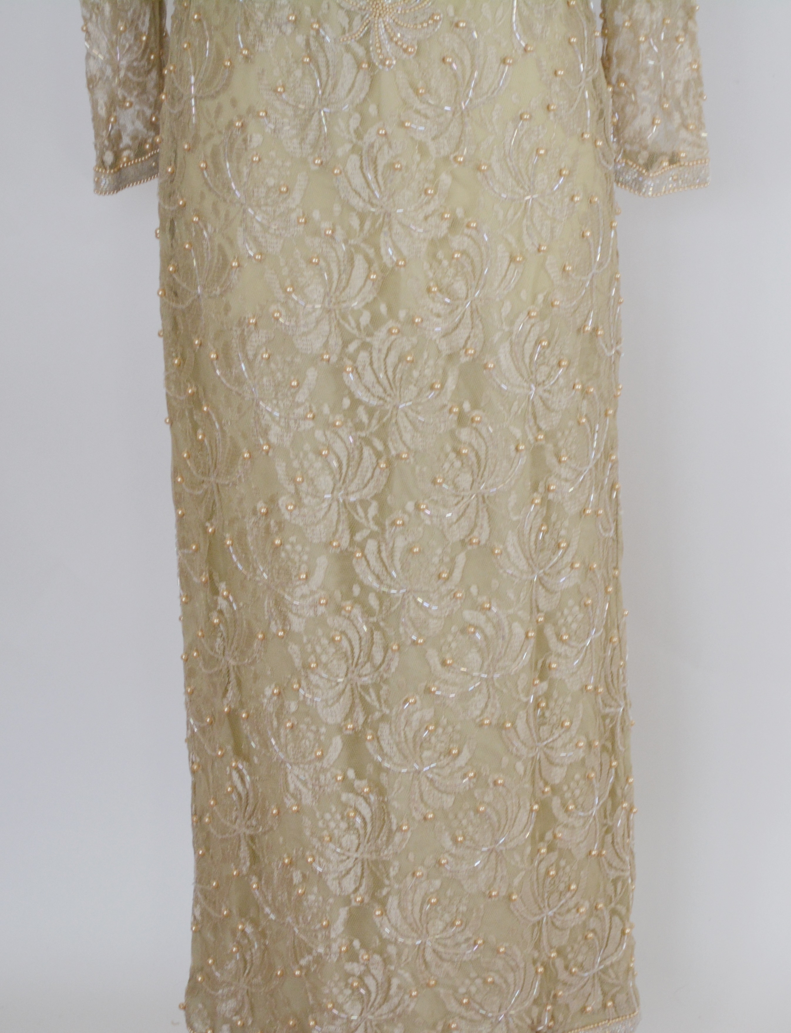 Laurence Kazar Faux Pearl Beaded Evening Dress With Jacket