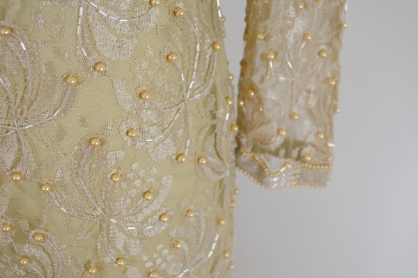 Laurence Kazar Faux Pearl Beaded Evening Dress With Jacket