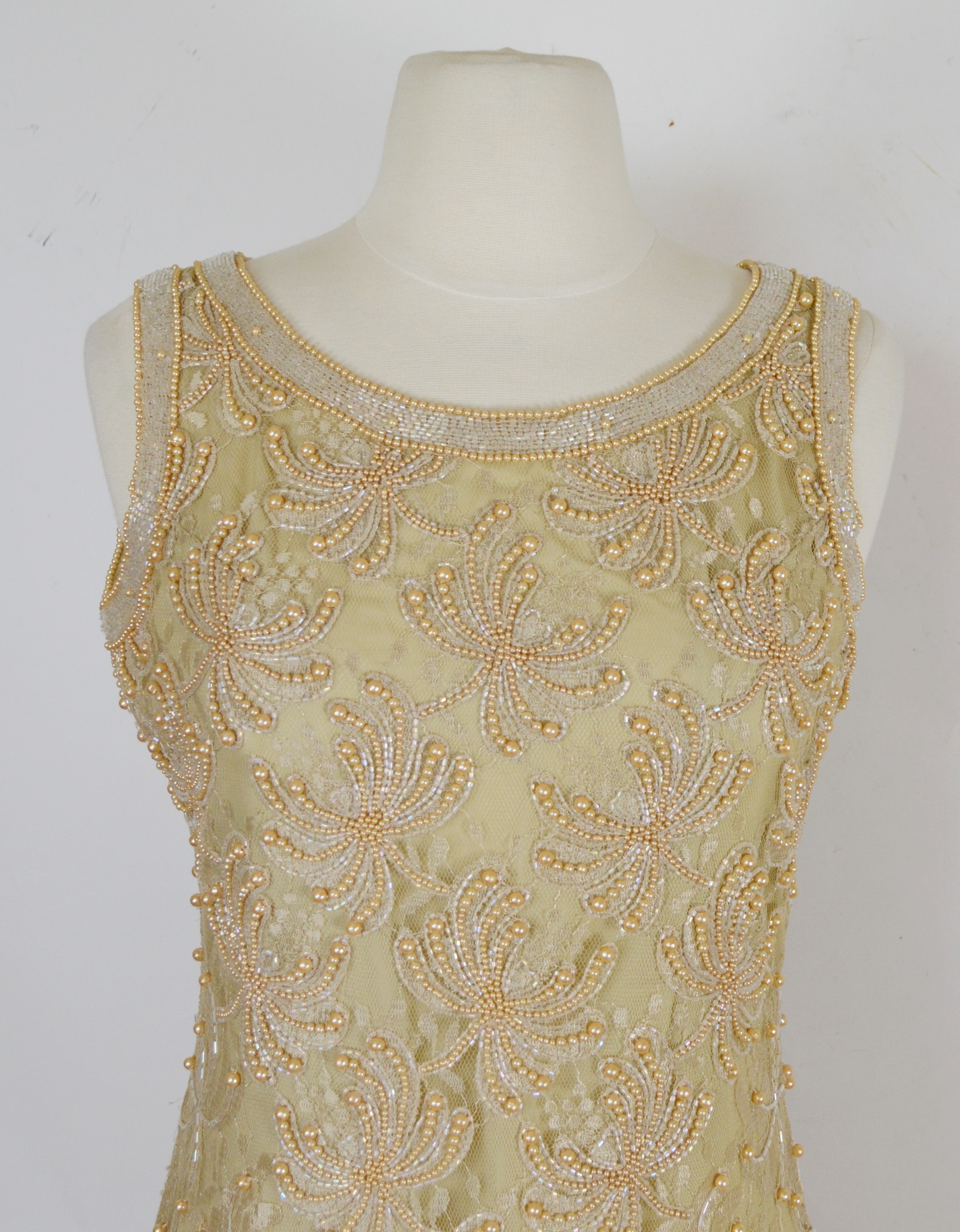 Laurence Kazar Faux Pearl Beaded Evening Dress With Jacket