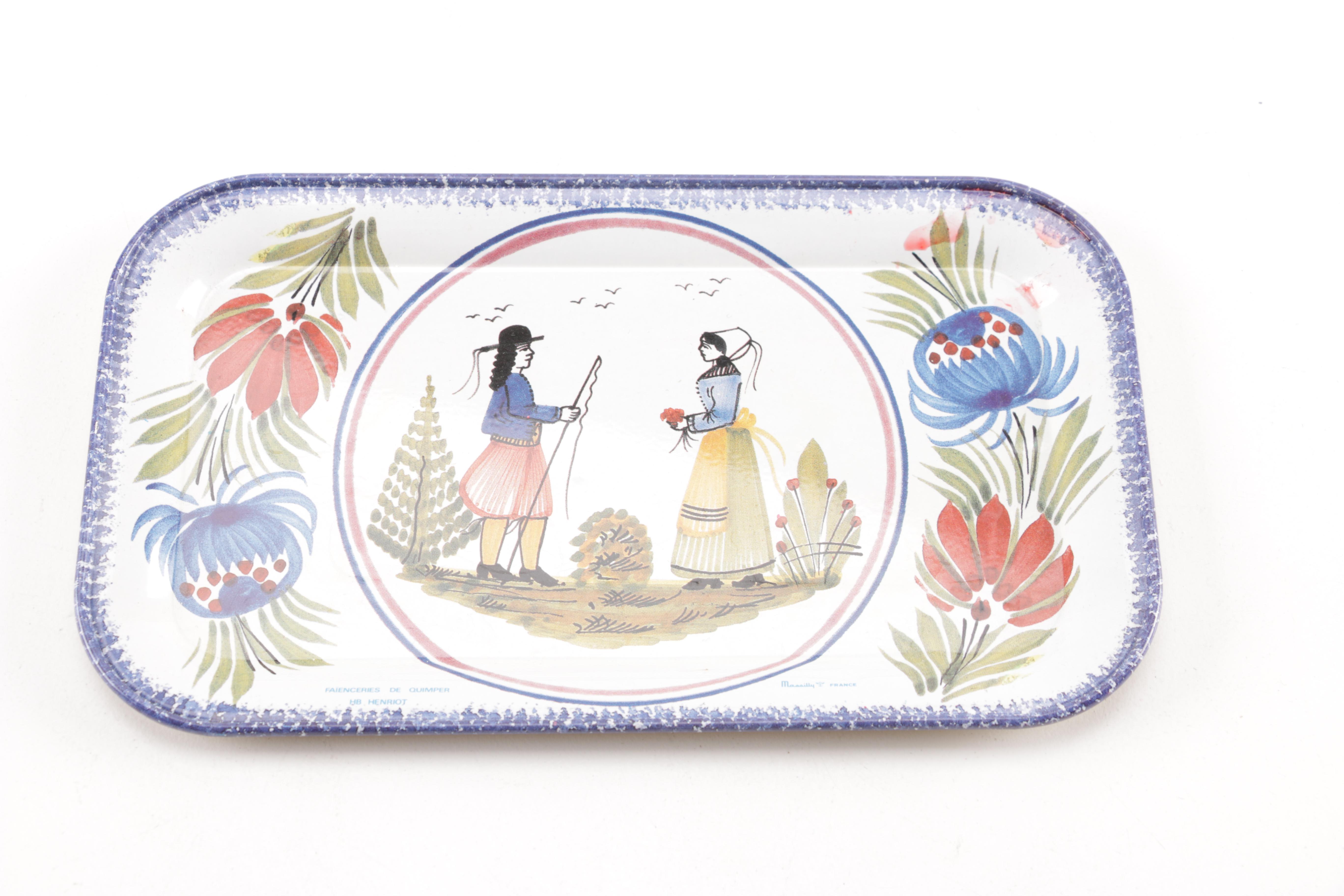 Assorted Decorative Trays Featuring Japanese and French Pieces