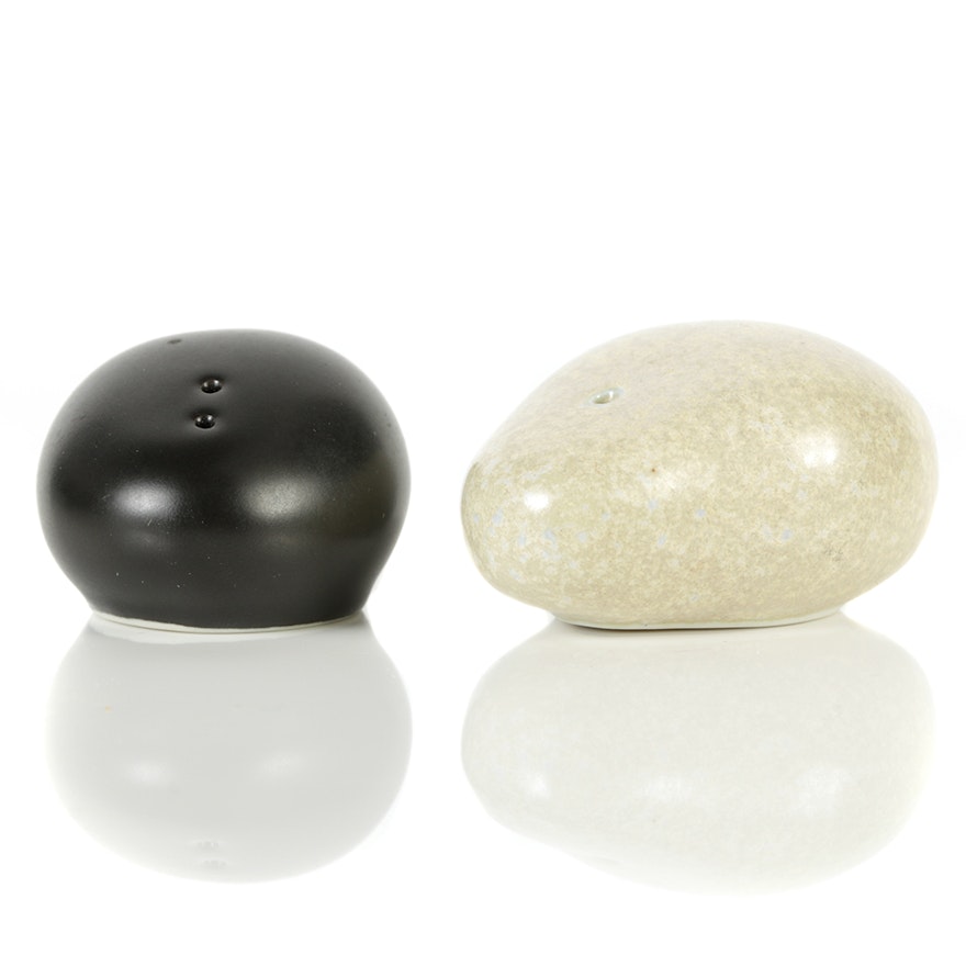 Pair of Ceramic Rock-Shaped Salt and Pepper Shakers