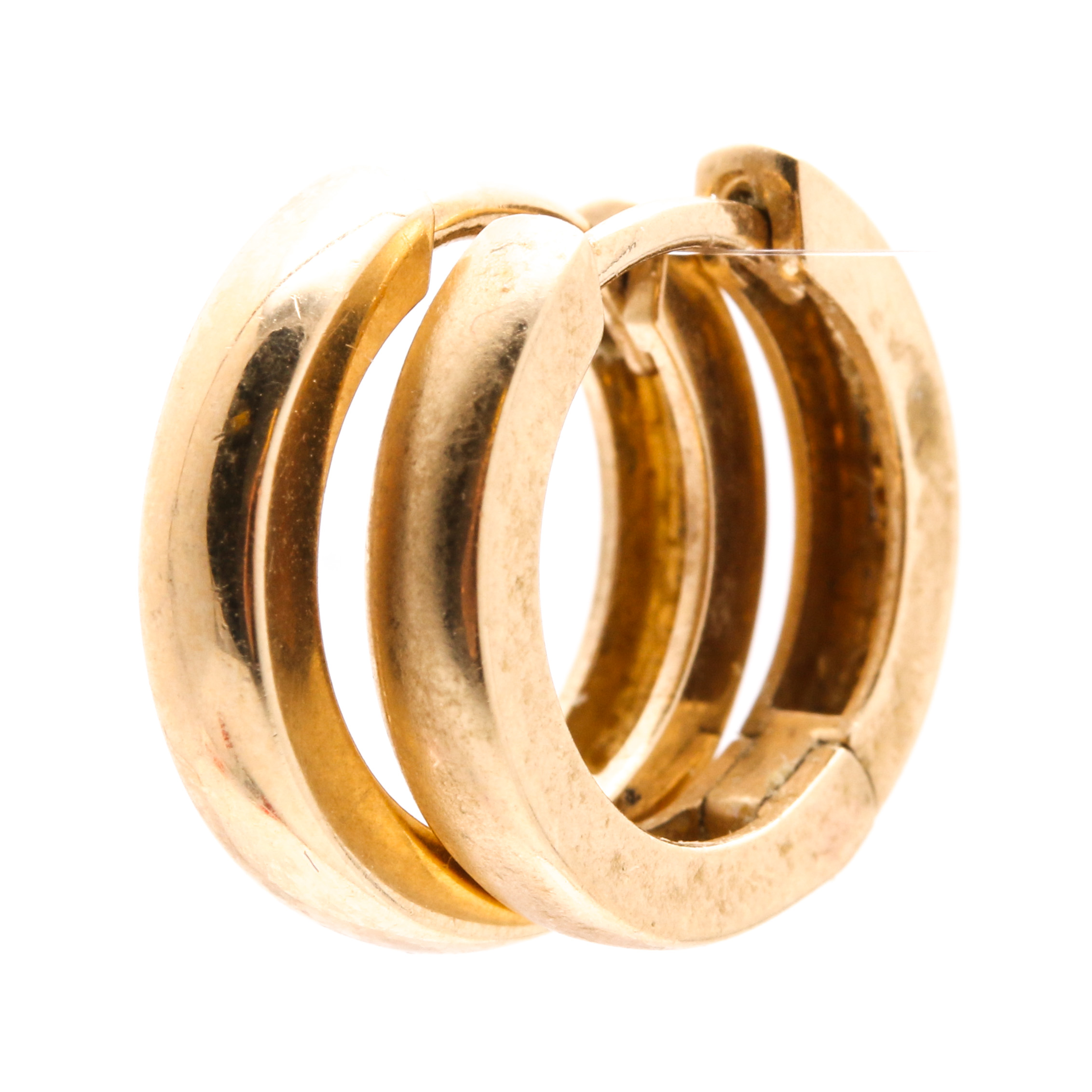 14K Yellow Gold Hinged Hoop Earrings