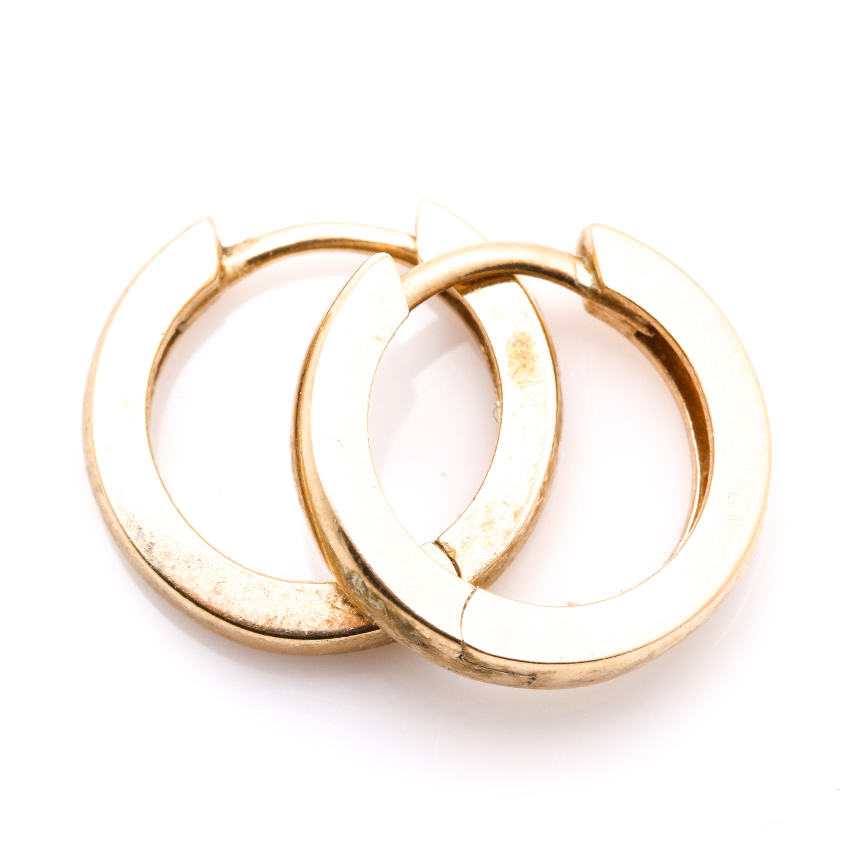 14K Yellow Gold Hinged Hoop Earrings