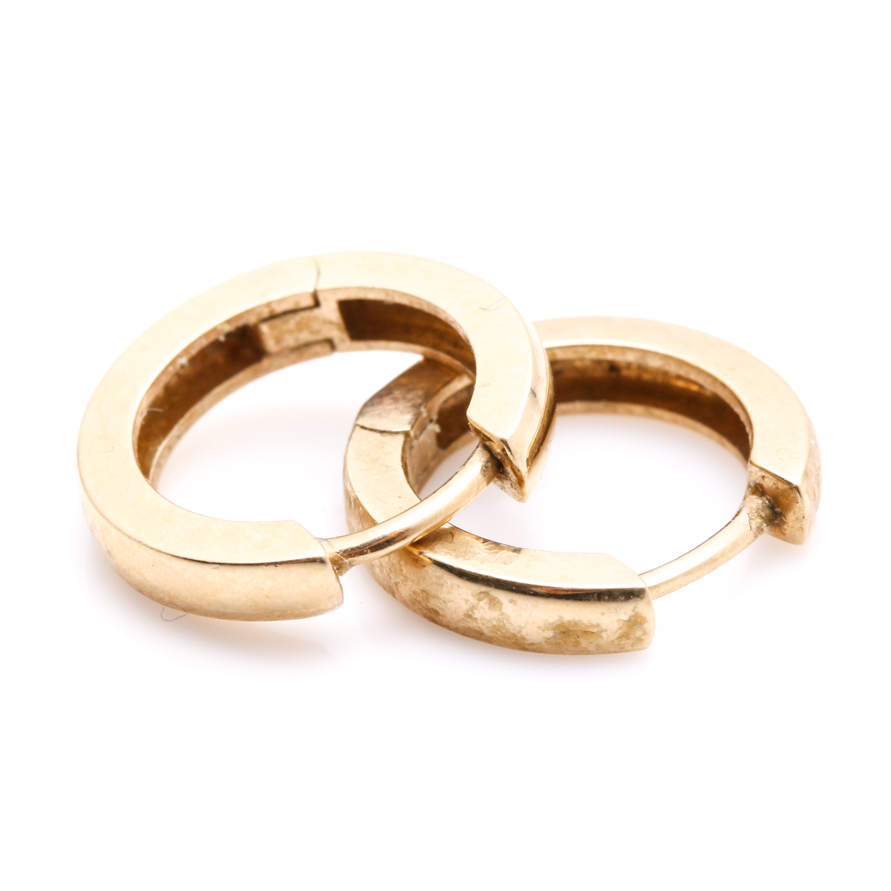 14K Yellow Gold Hinged Hoop Earrings