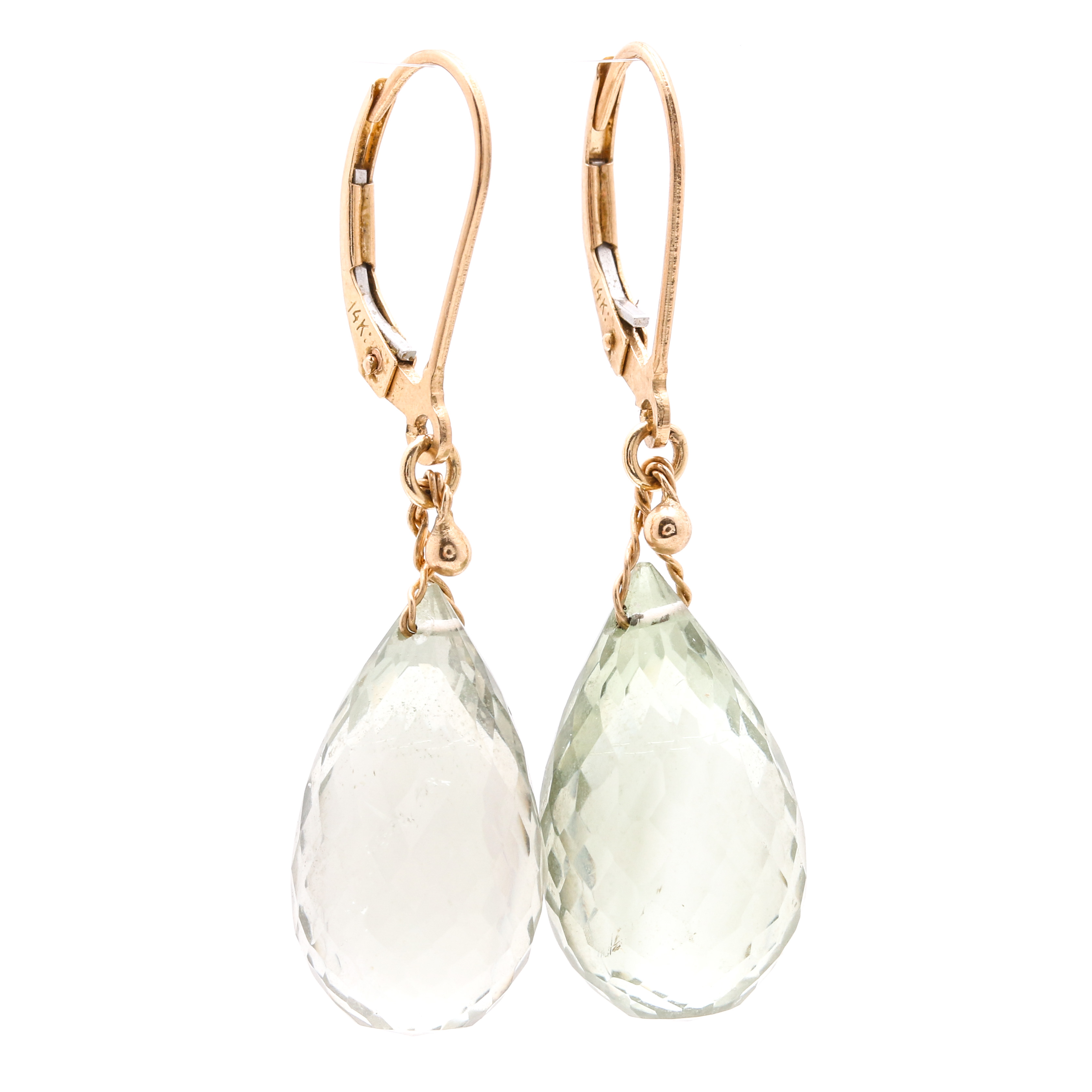 14K Yellow Gold Praseolite Earrings