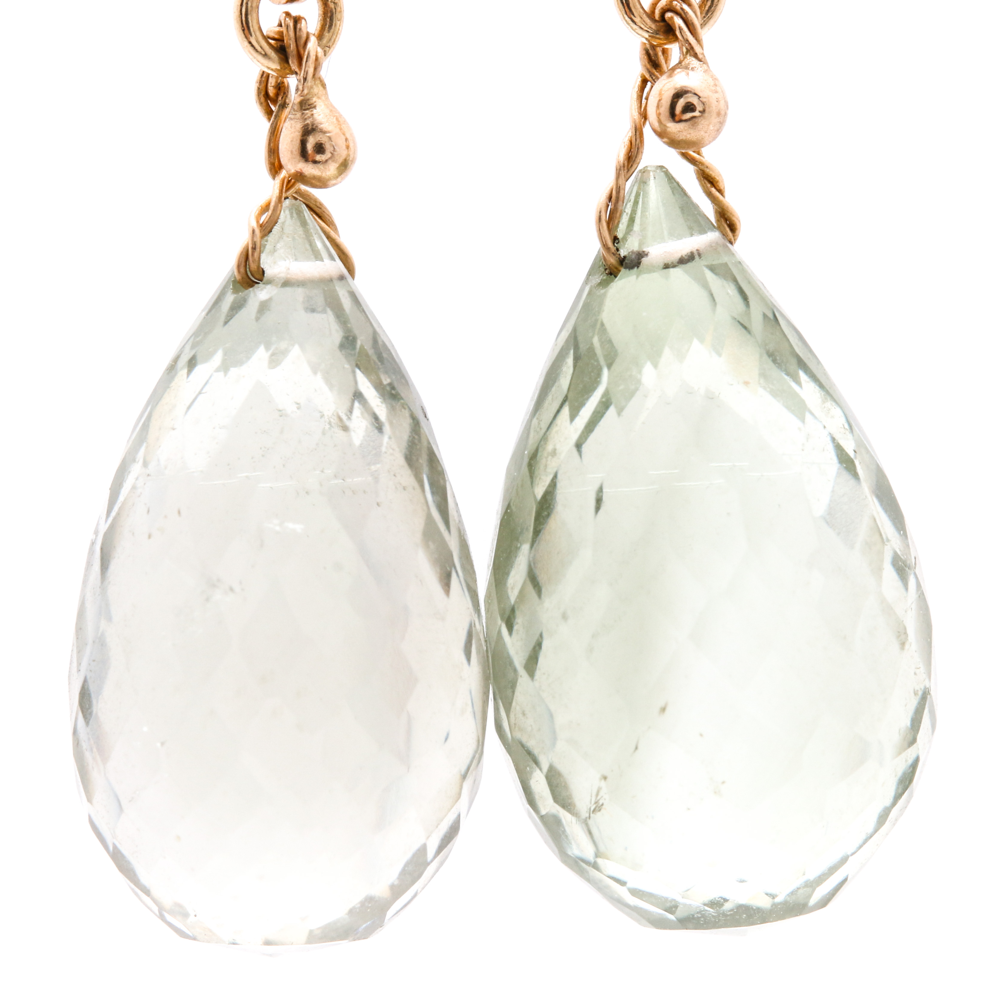 14K Yellow Gold Praseolite Earrings