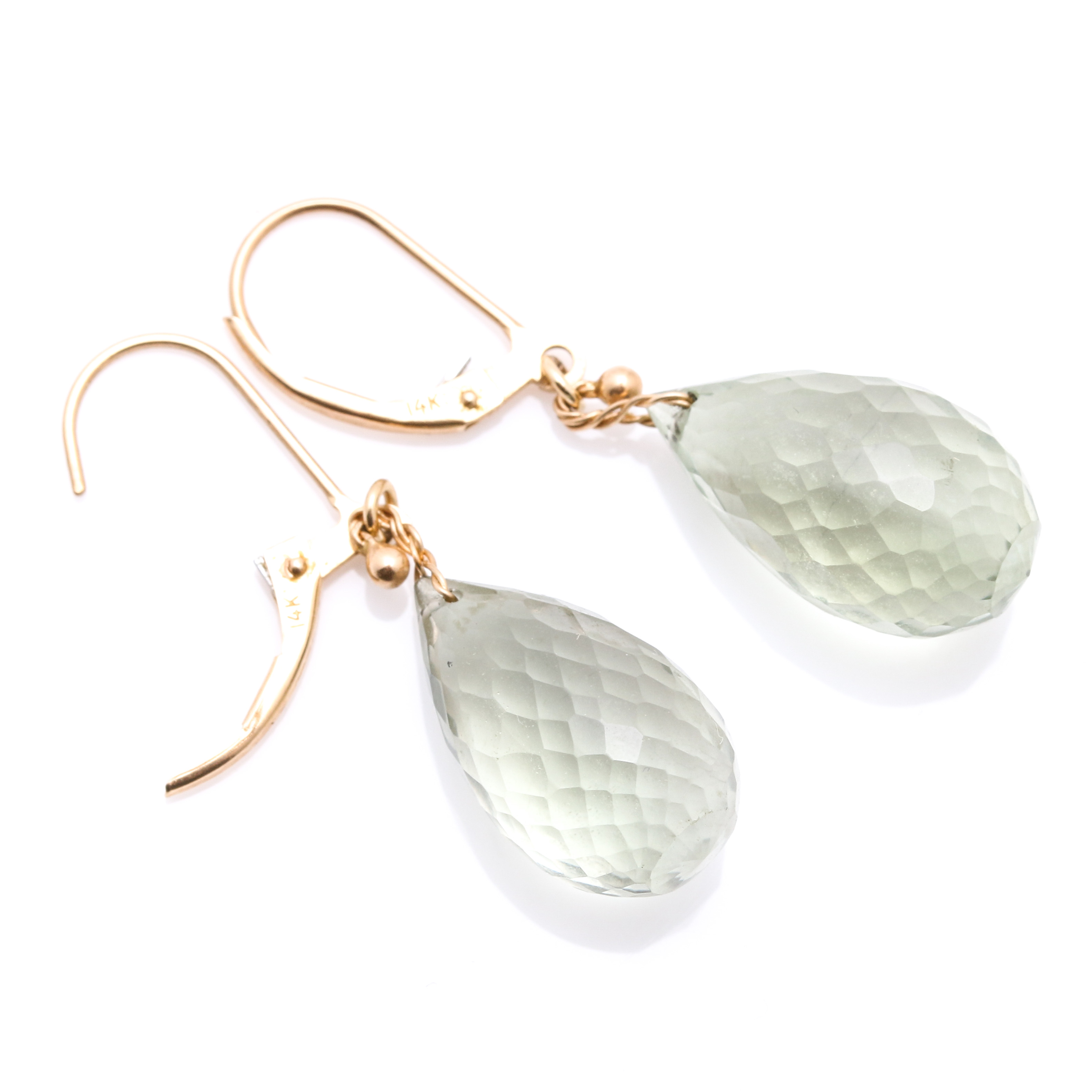 14K Yellow Gold Praseolite Earrings