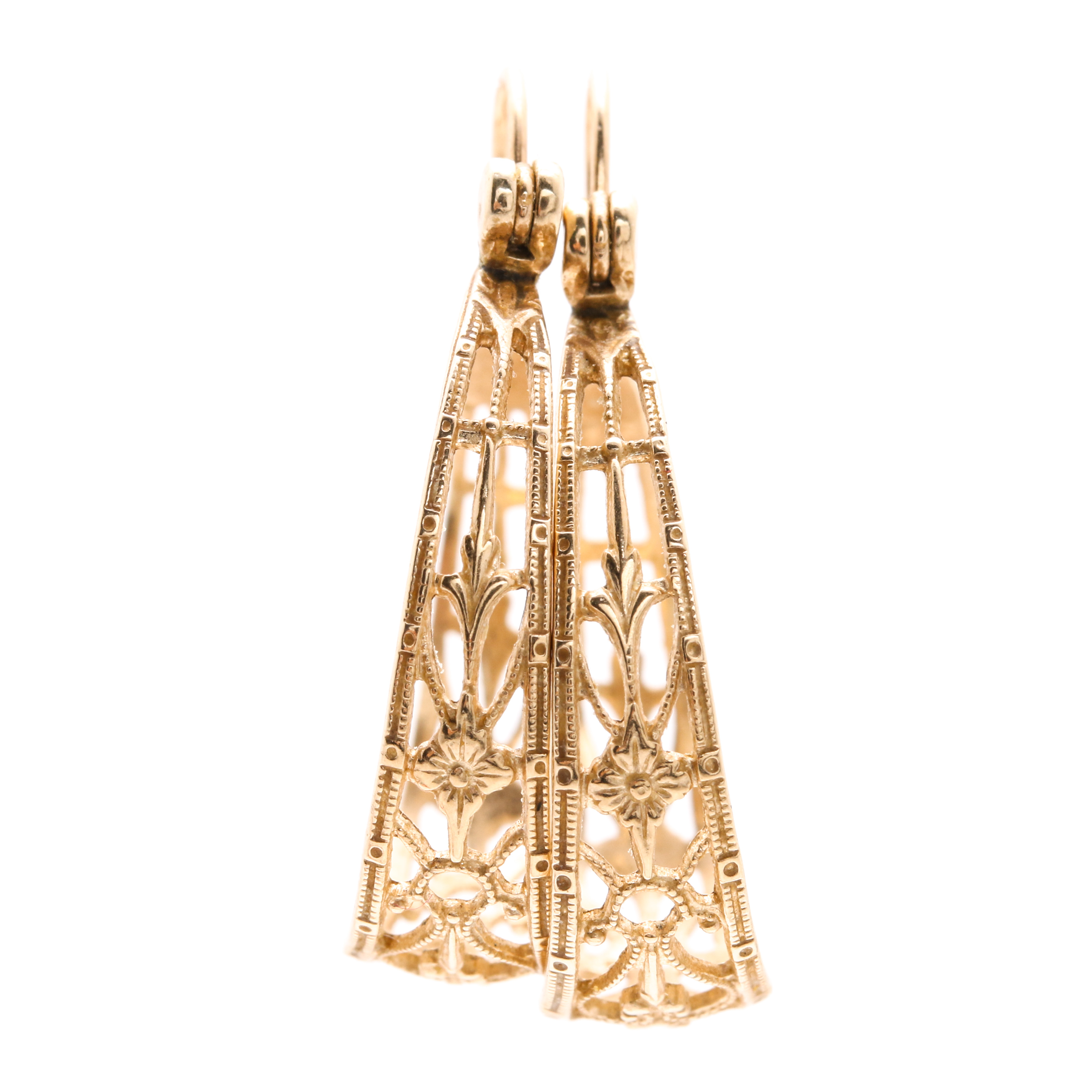 14K Yellow Gold Openwork Hoop Earrings
