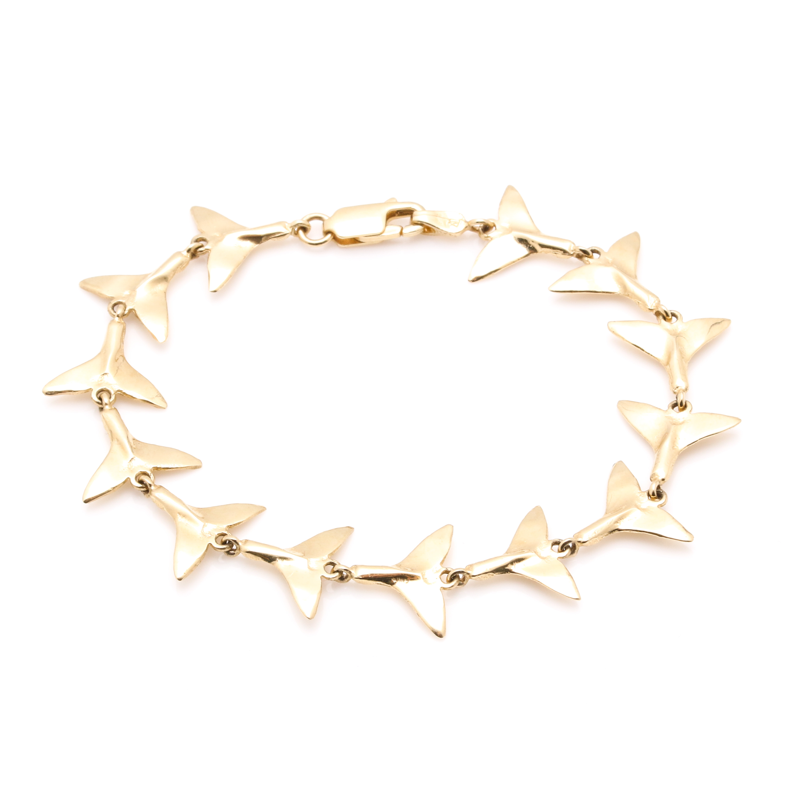 14K Yellow Gold Whale Tail Bracelet