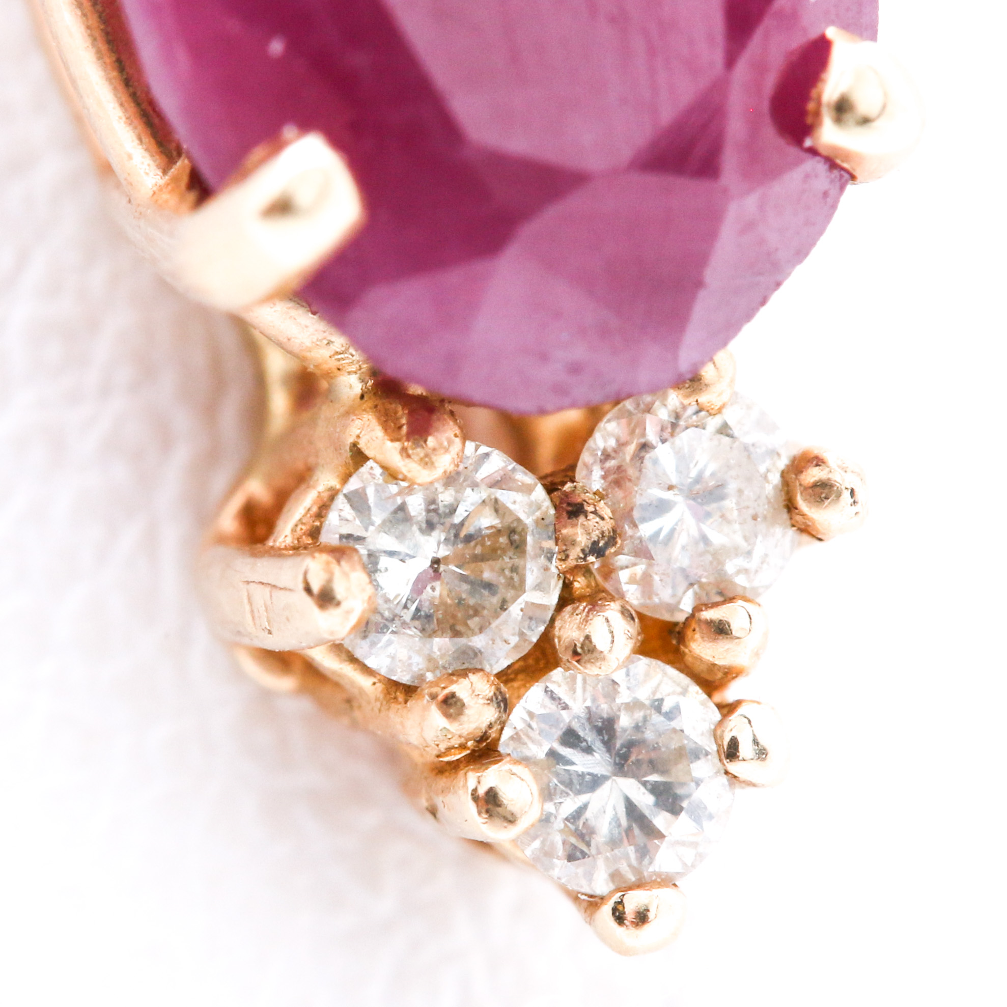 14K Yellow Gold Ruby and Diamond Pendant Necklace