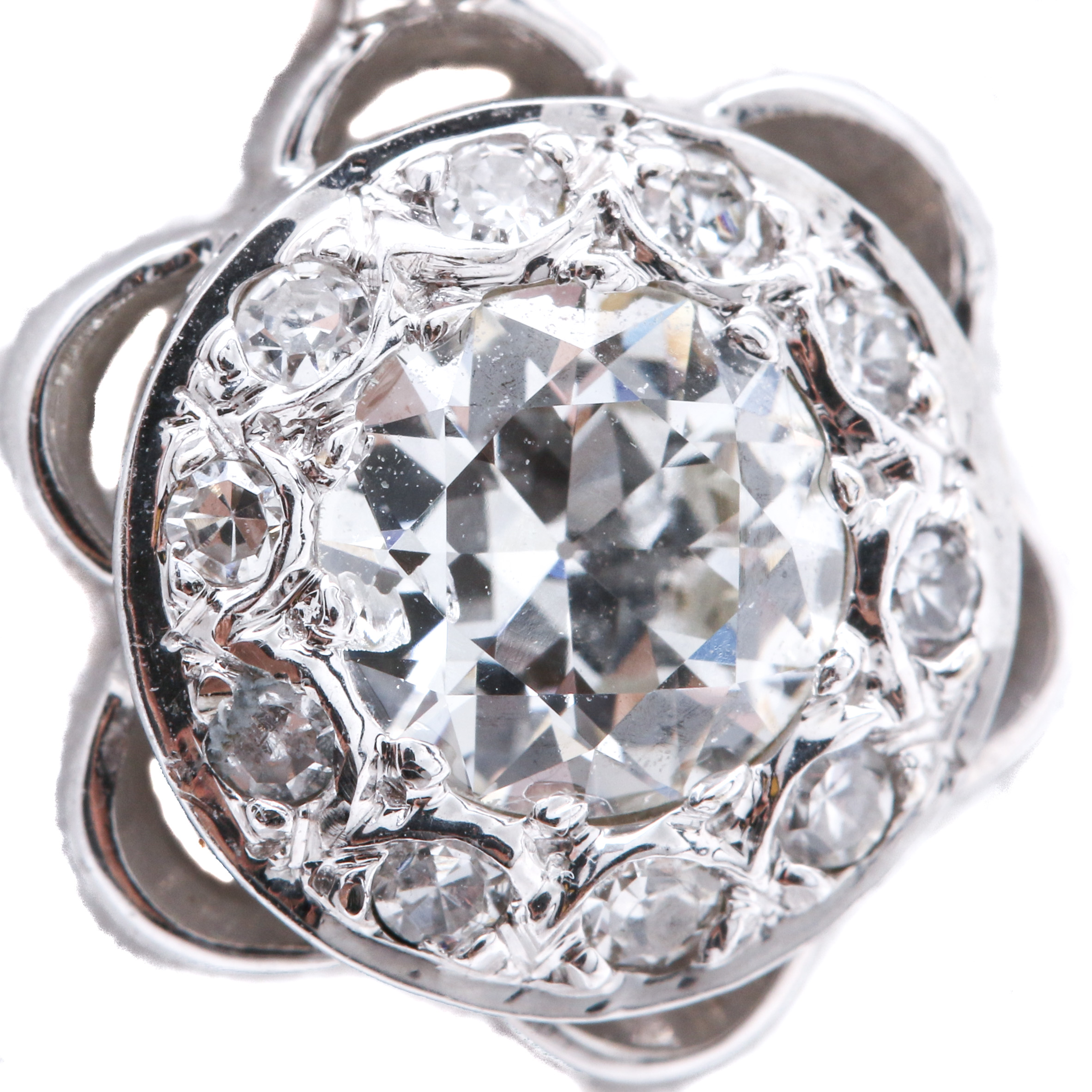 14K White Gold Diamond Pendant Necklace