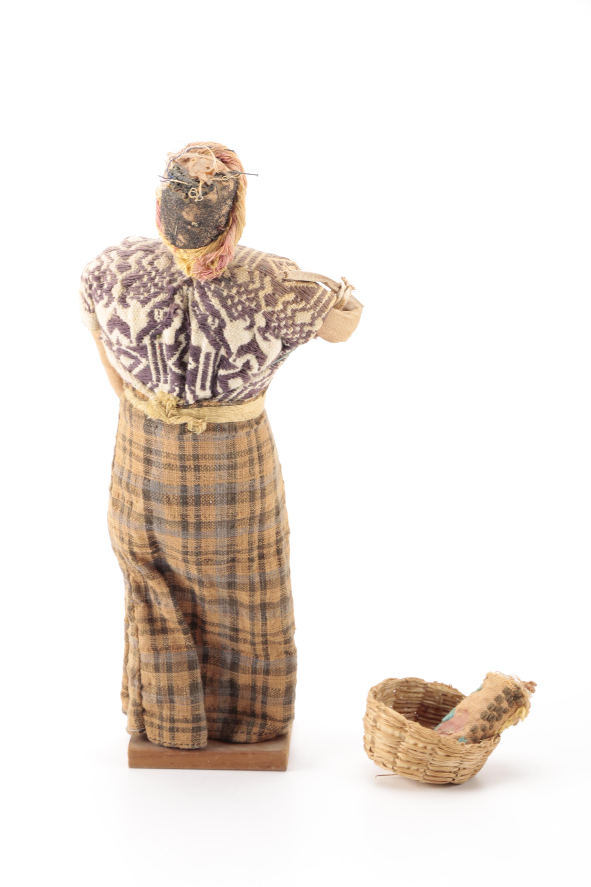 Pair of Wood and Cloth Dolls