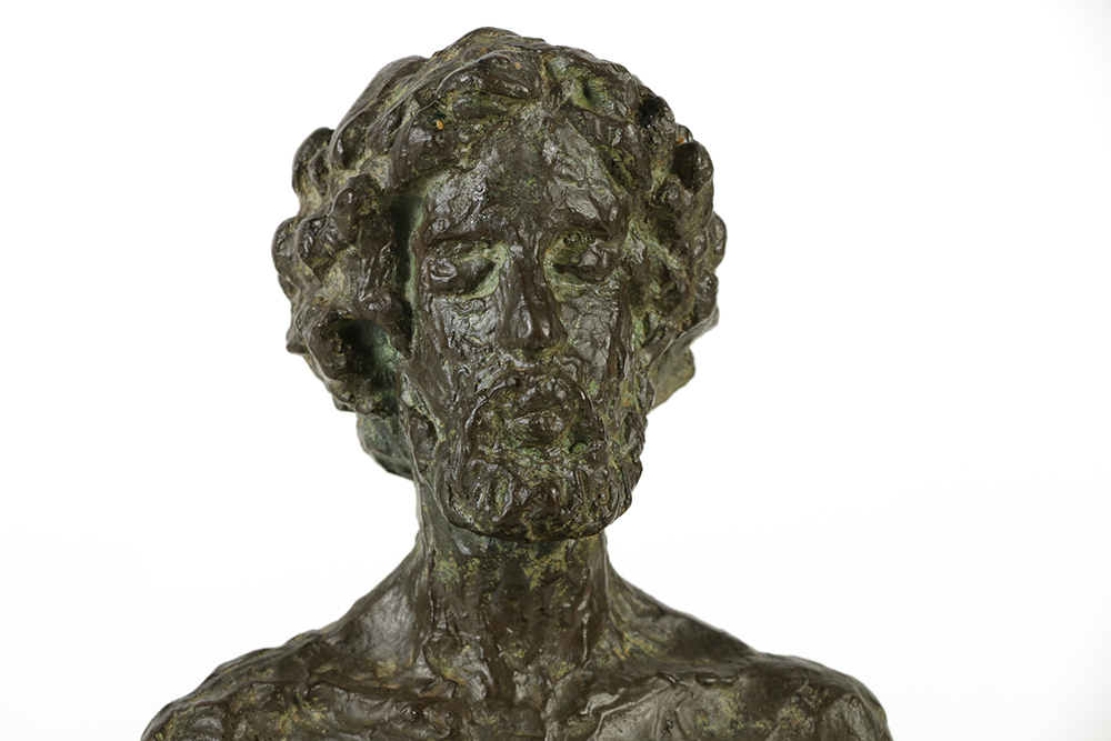 Copper Sculpture of Seated Male Figure