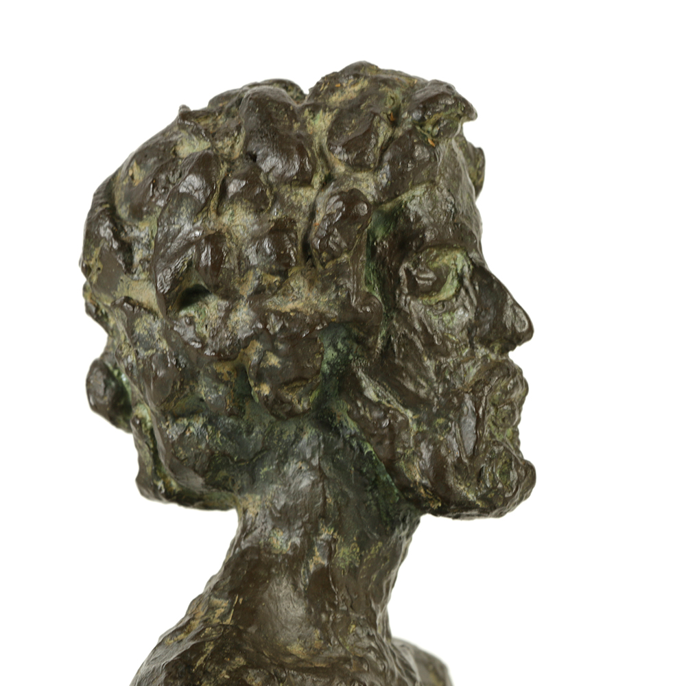 Copper Sculpture of Seated Male Figure