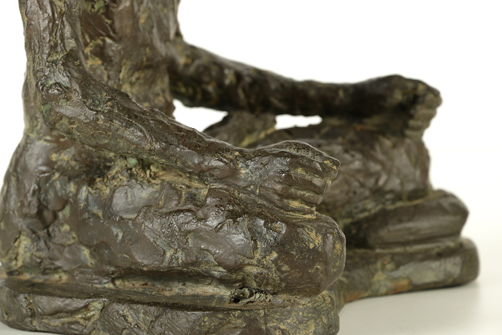 Copper Sculpture of Seated Male Figure