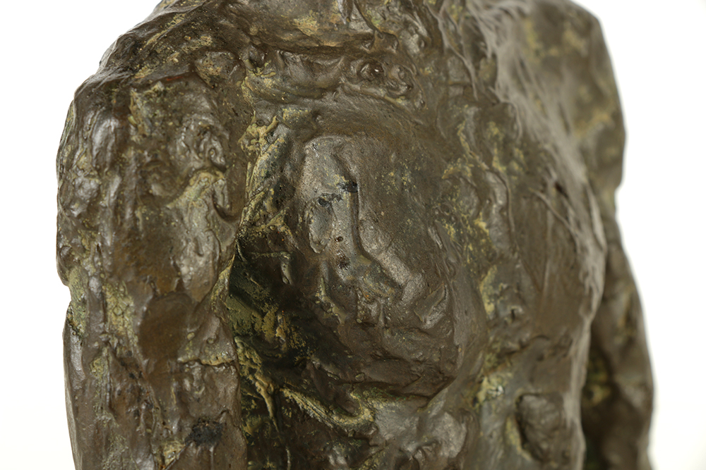 Copper Sculpture of Seated Male Figure