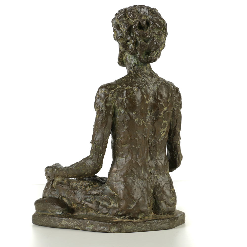 Copper Sculpture of Seated Male Figure
