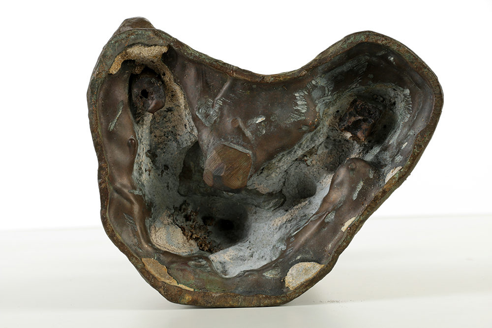 Copper Sculpture of Seated Male Figure