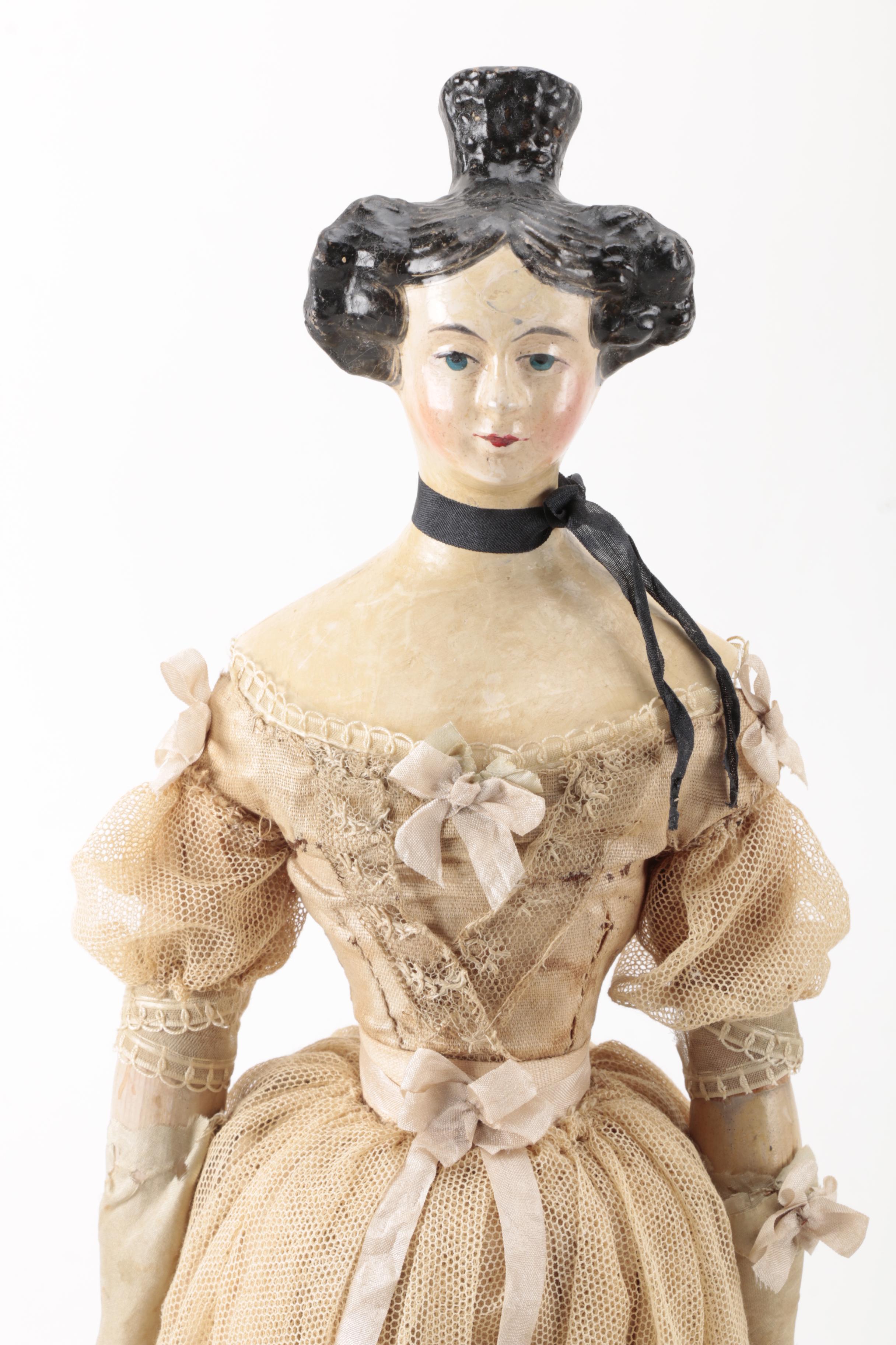 Antique Wood Doll in Original Clothing