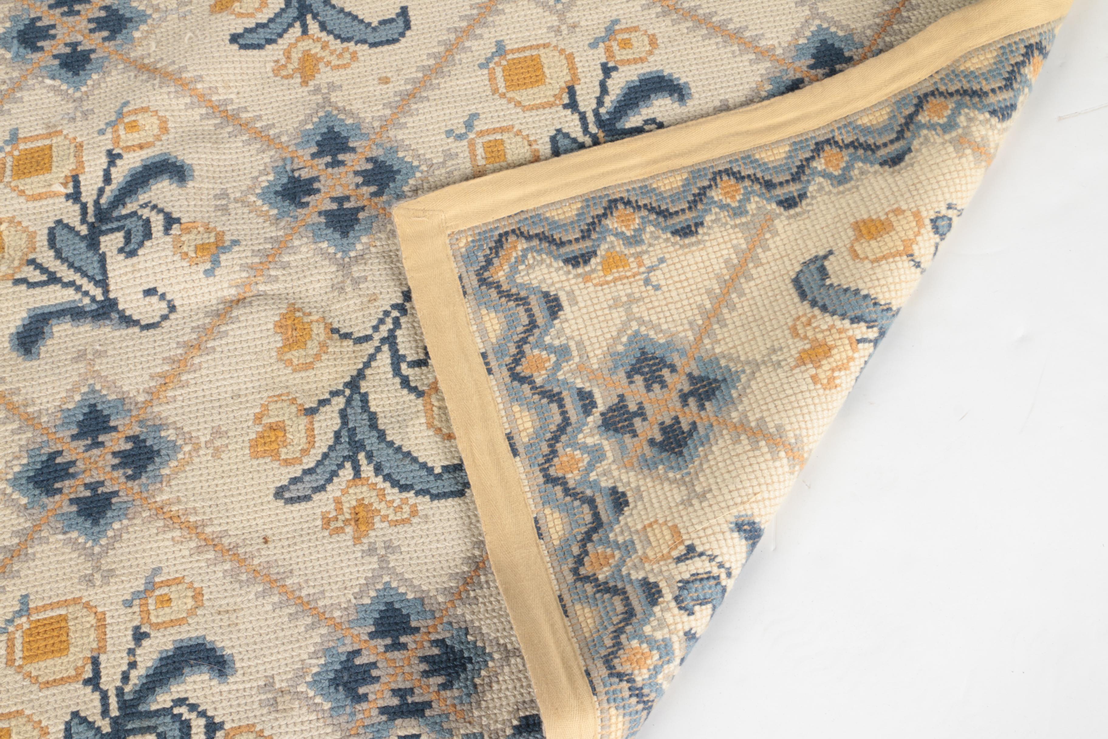 Portuguese Tapete de Arraiolos Needlepoint Accent Rug