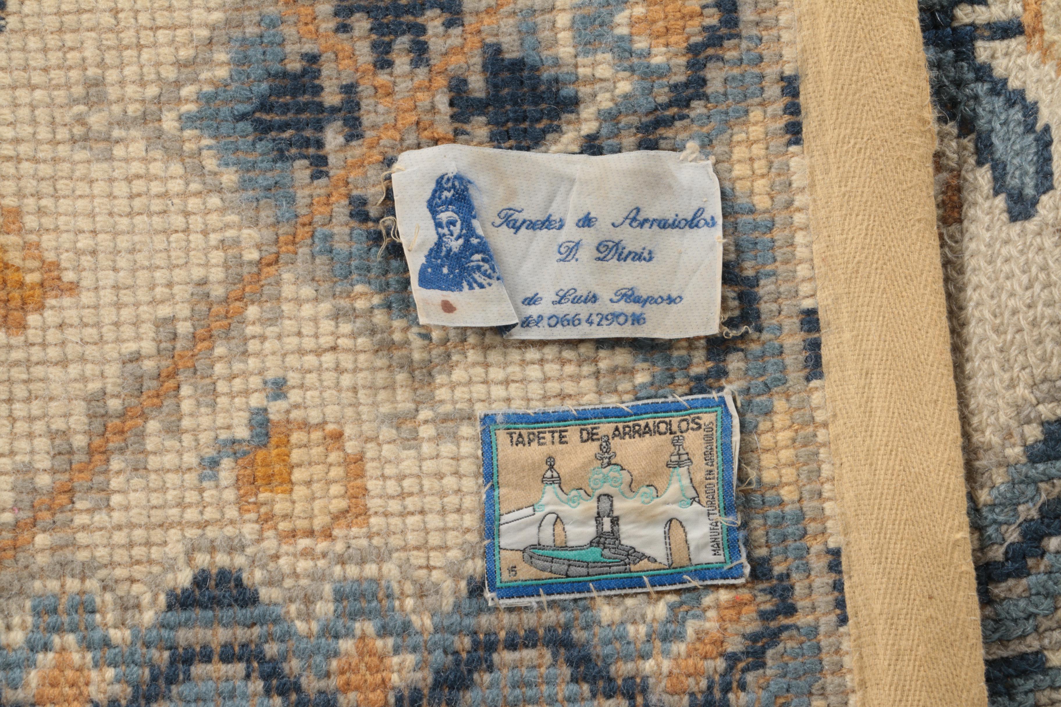 Portuguese Tapete de Arraiolos Needlepoint Accent Rug