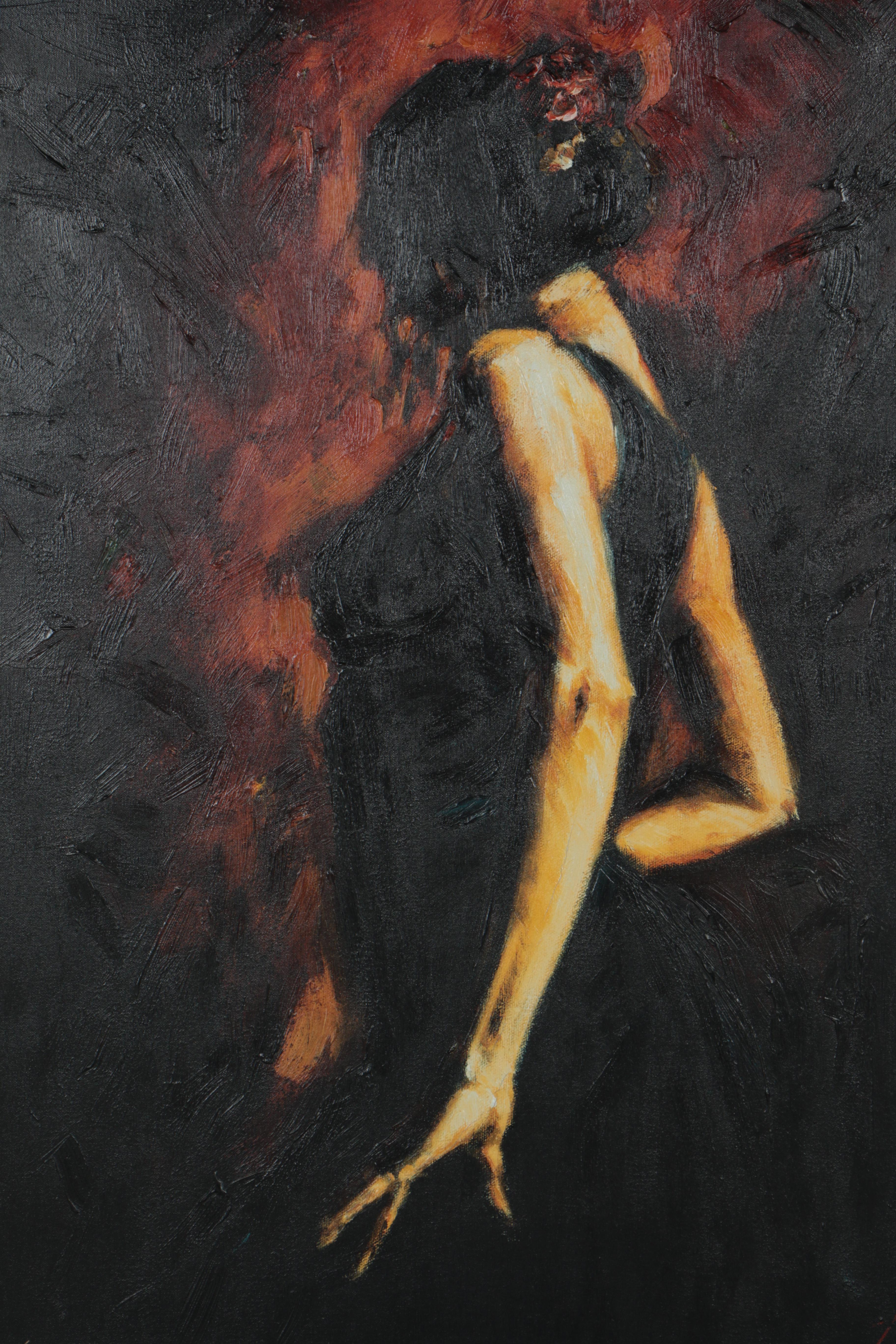 Fabian Perez Limited Edition Hand Embellished Giclee on Canvas "Flamenco"