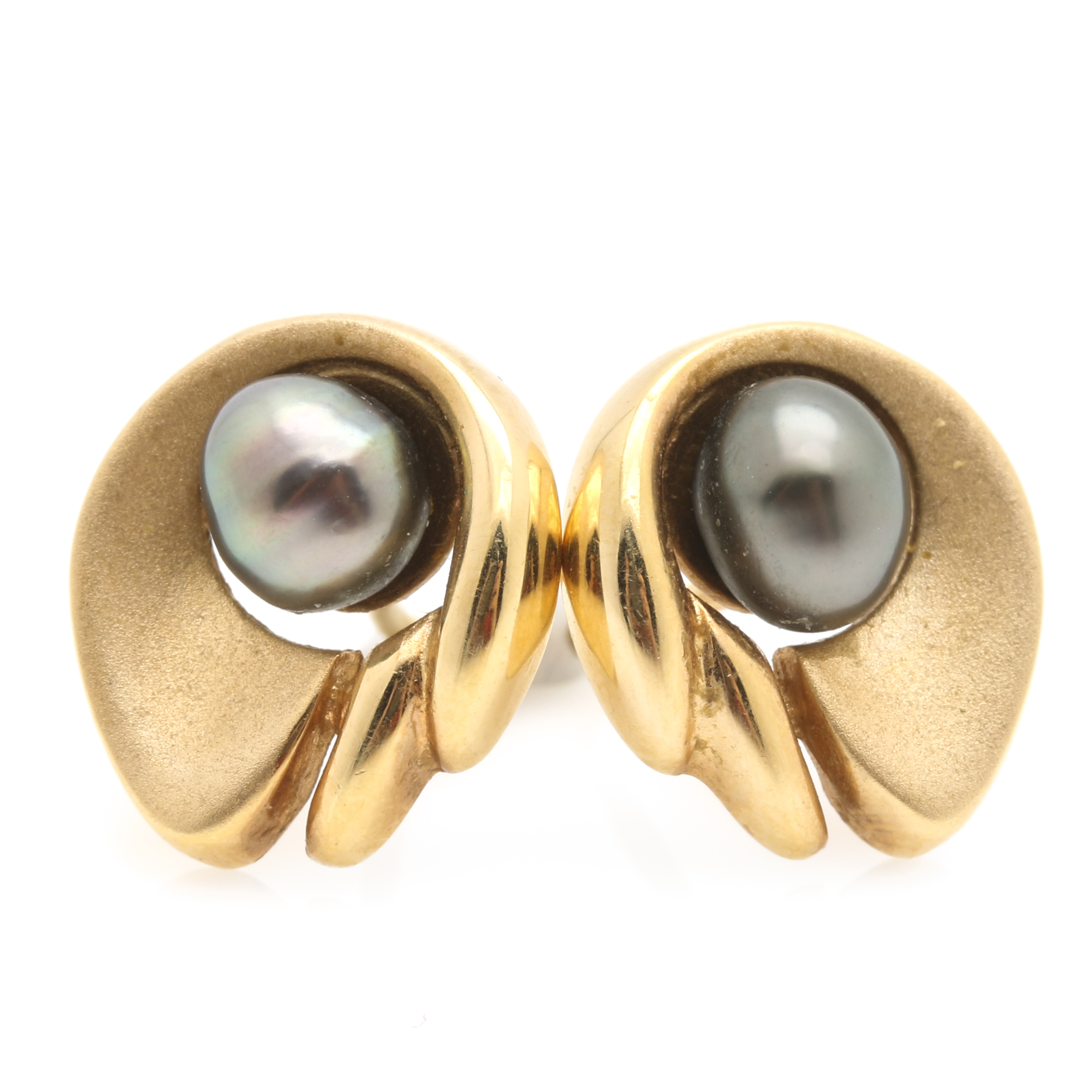 18K Yellow Gold Cultured Pearl Earrings