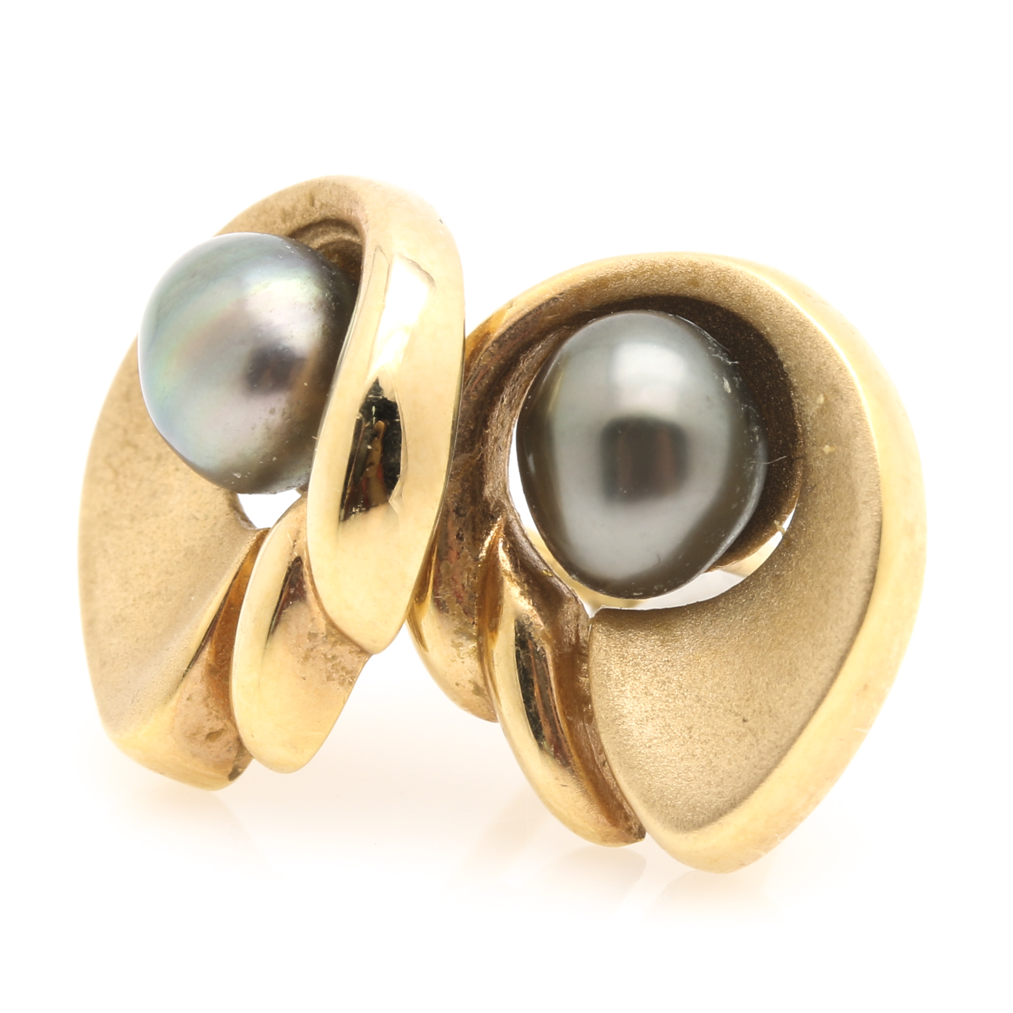 18K Yellow Gold Cultured Pearl Earrings