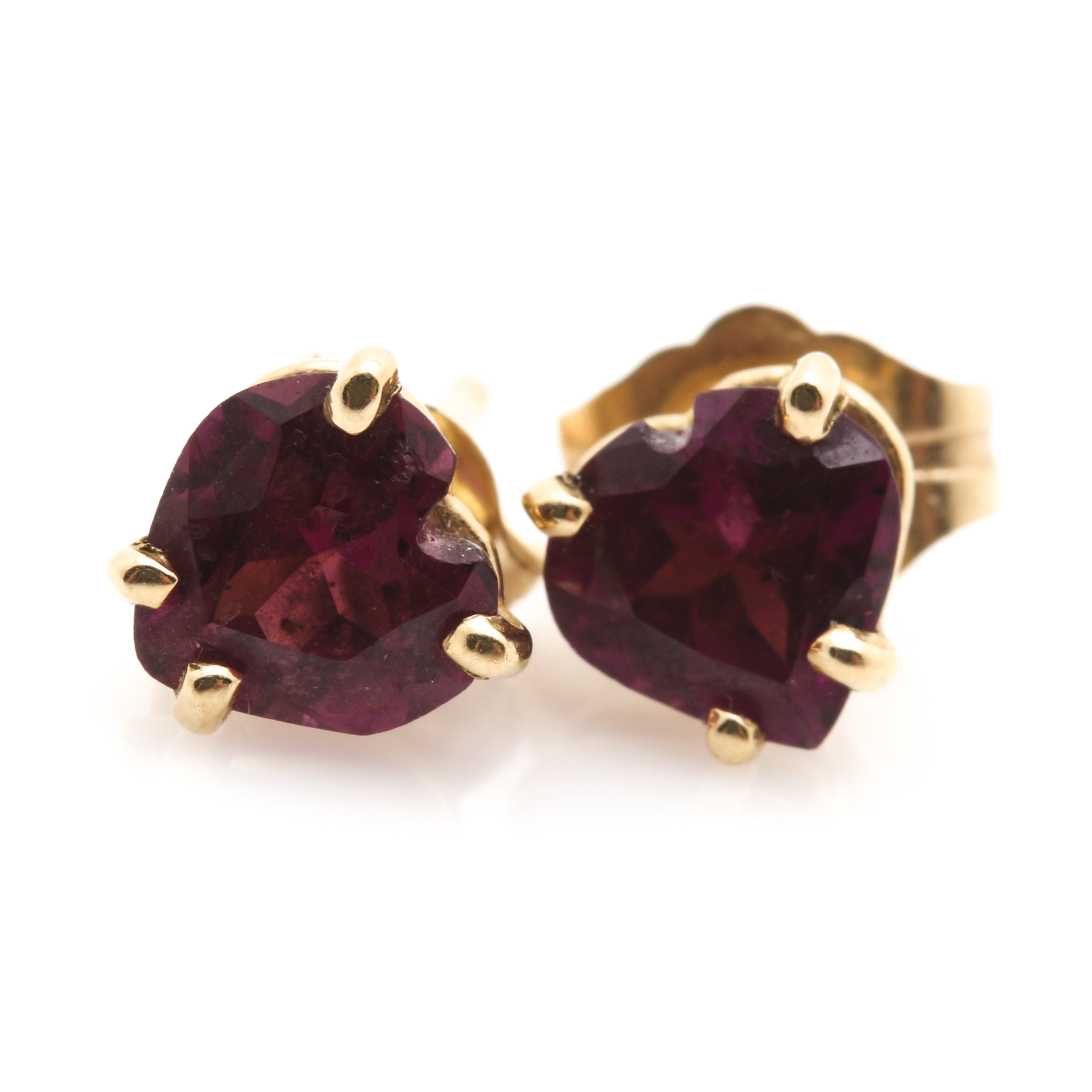 14K Yellow Gold Heart-Shaped Garnet and Pearl Earrings With Jacket