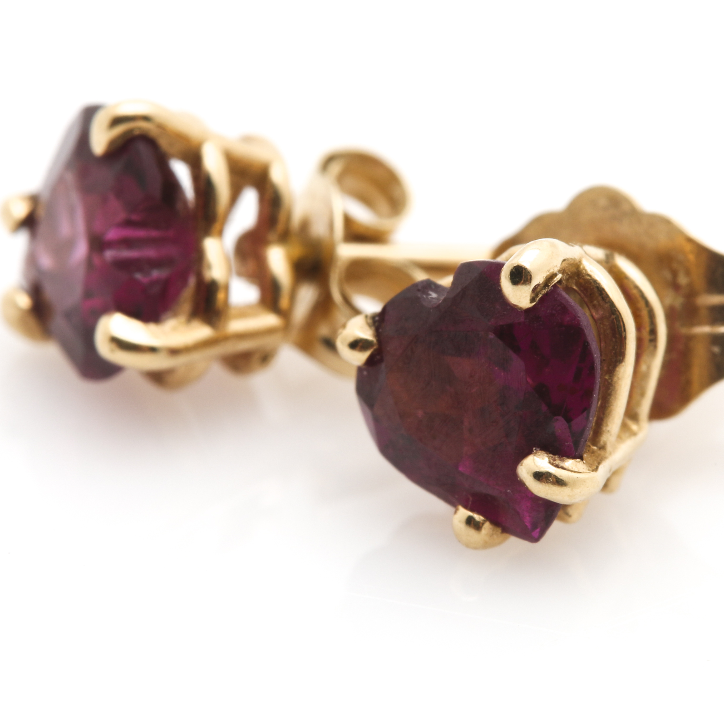 14K Yellow Gold Heart-Shaped Garnet and Pearl Earrings With Jacket