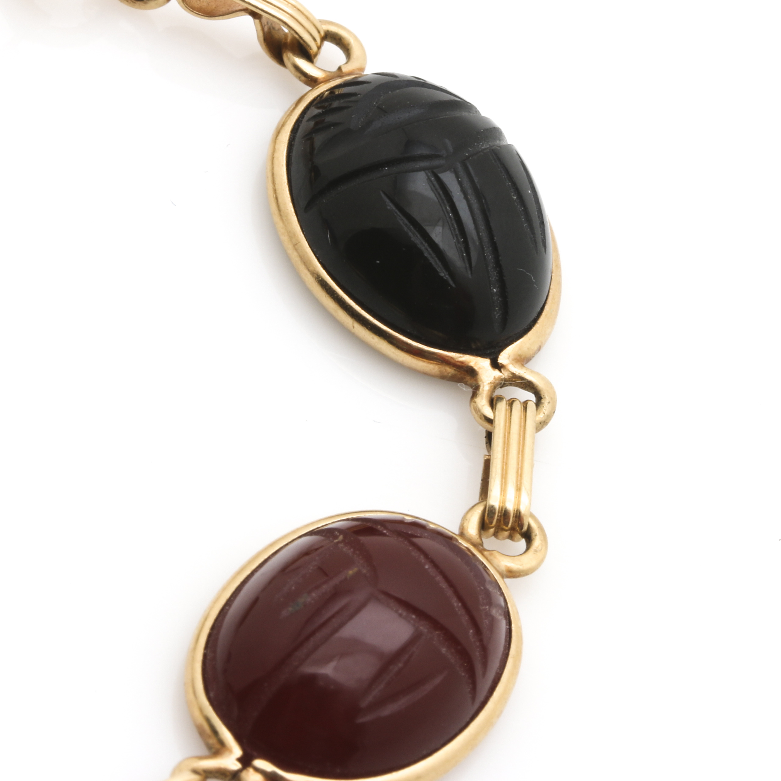 14K Yellow Gold Gemstone Scarab Bracelet