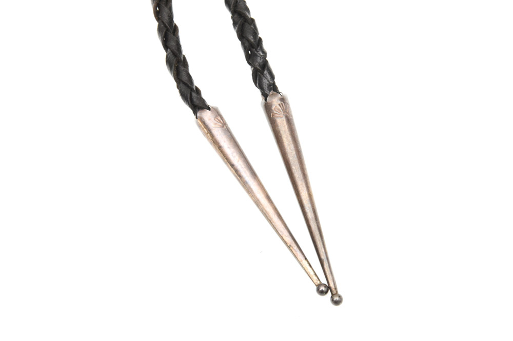 Sterling Silver Turquoise Braided Leather Bolo Tie