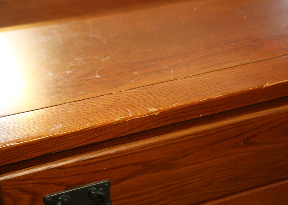 Mission Style Eight-Drawer Dresser With Mirror