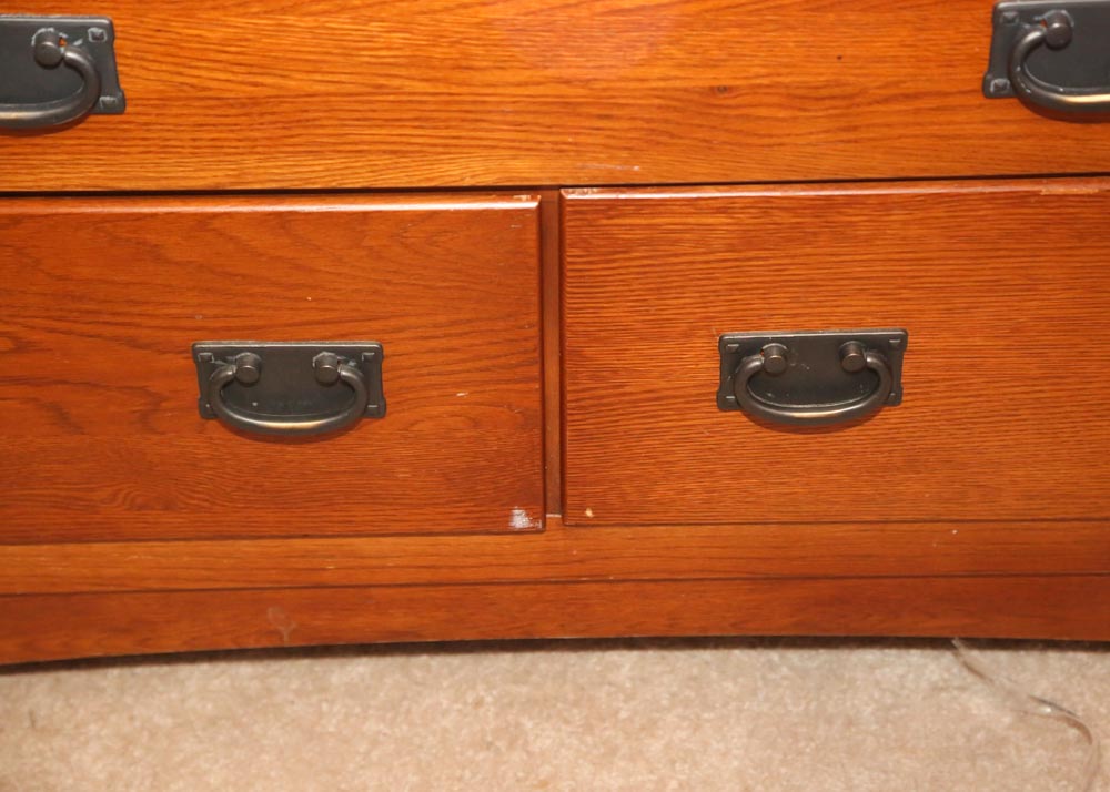 Mission Style Eight-Drawer Dresser With Mirror