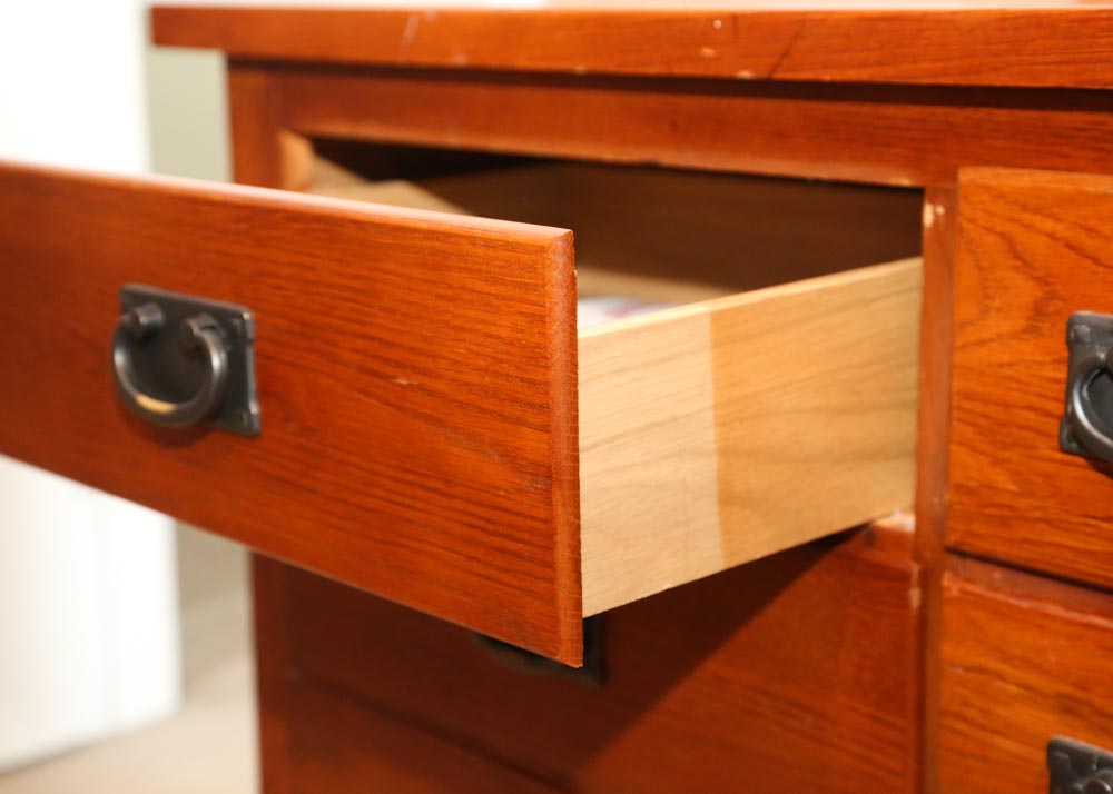 Mission Style Eight-Drawer Dresser With Mirror