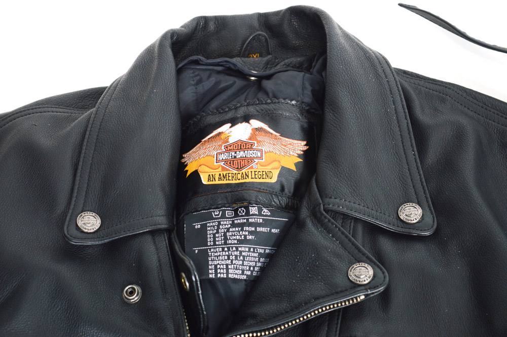 Harley-Davidson Leather Jacket, Chaps, Gloves and Skull Cap