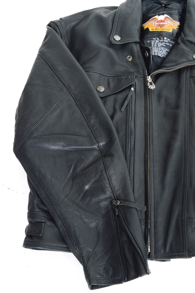 Harley-Davidson Leather Jacket, Chaps, Gloves and Skull Cap