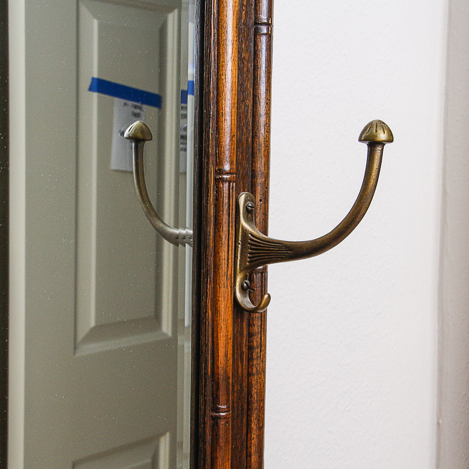 Wall Mirror with Four Coat Hooks