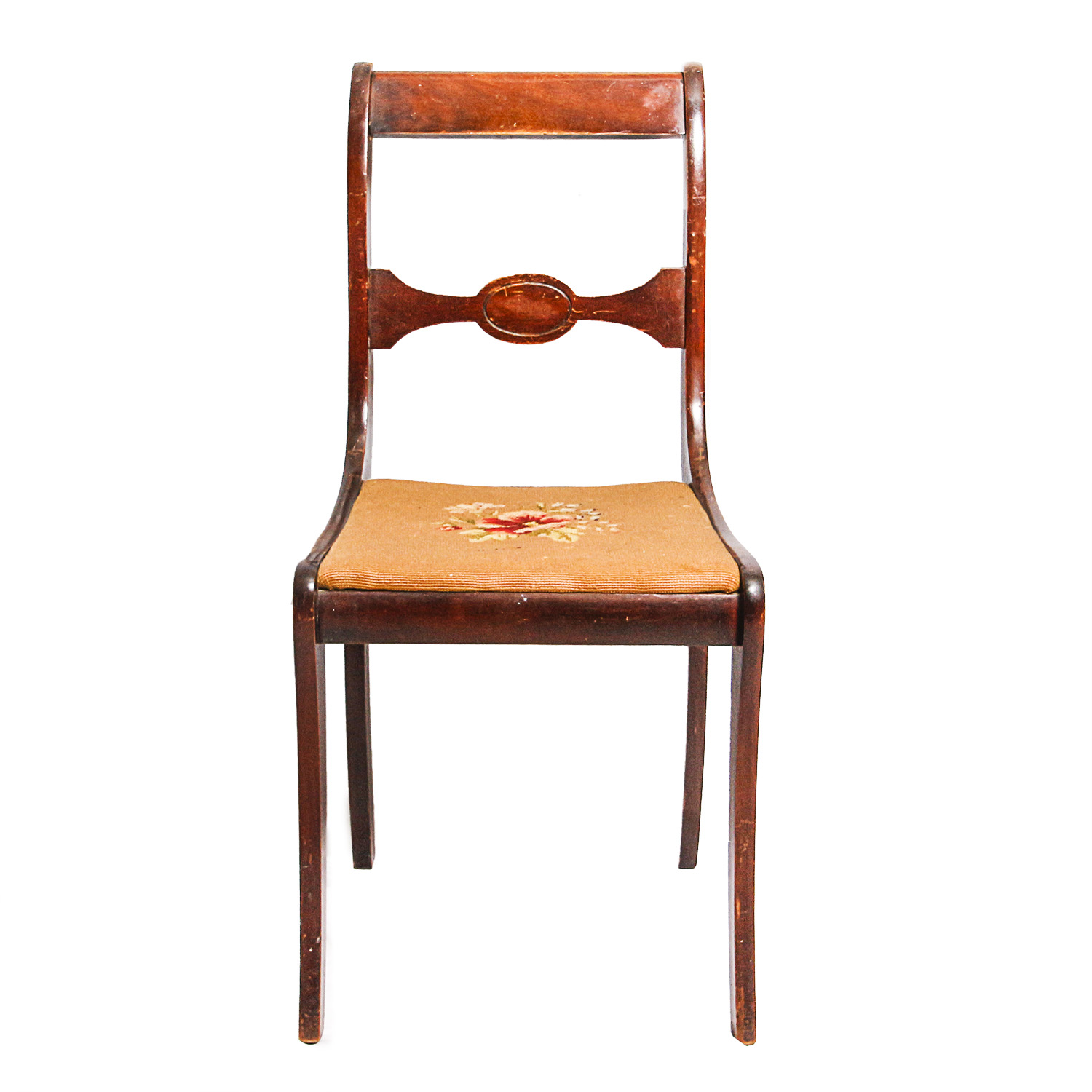 Vintage Wooden Chair with Needlepoint Seat
