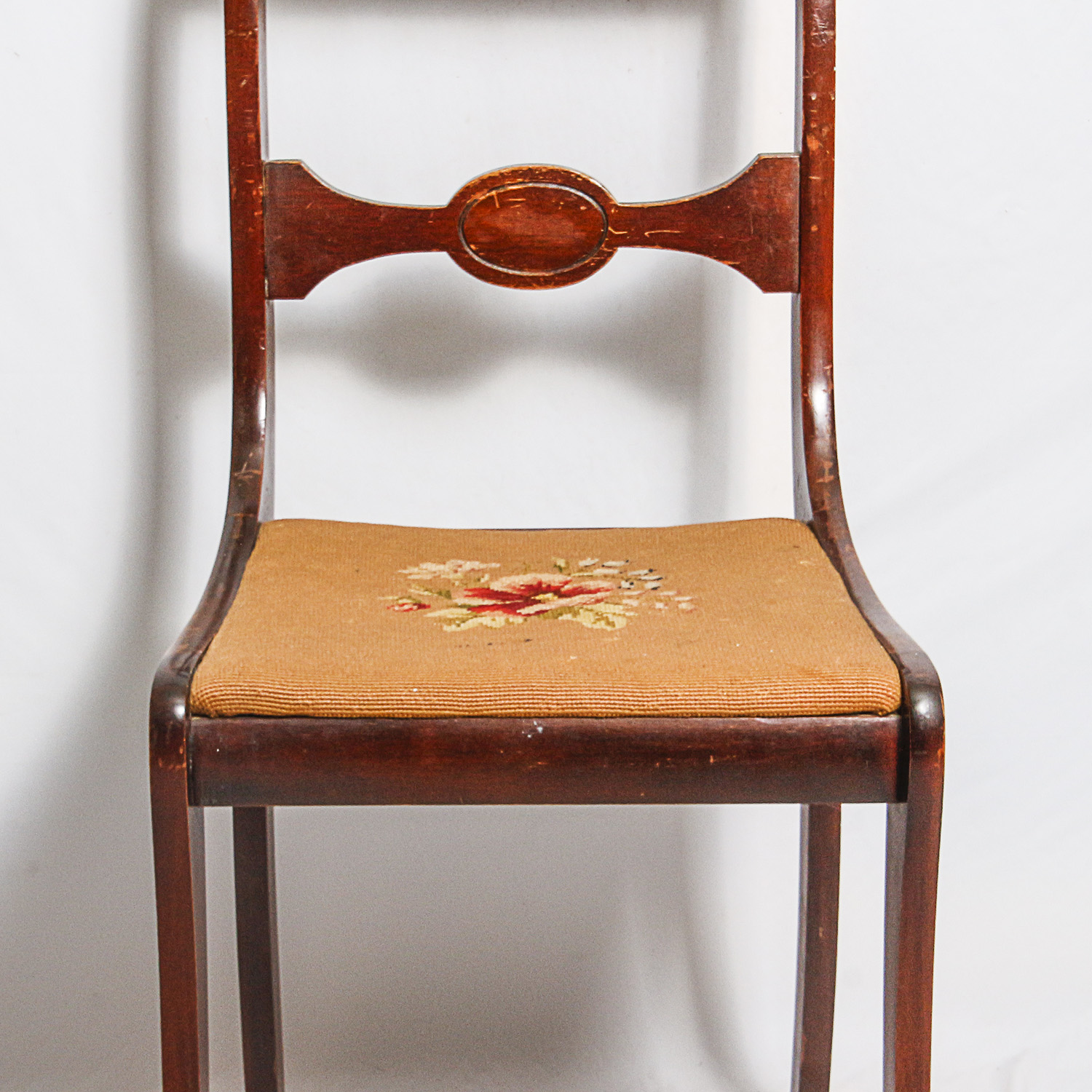 Vintage Wooden Chair with Needlepoint Seat