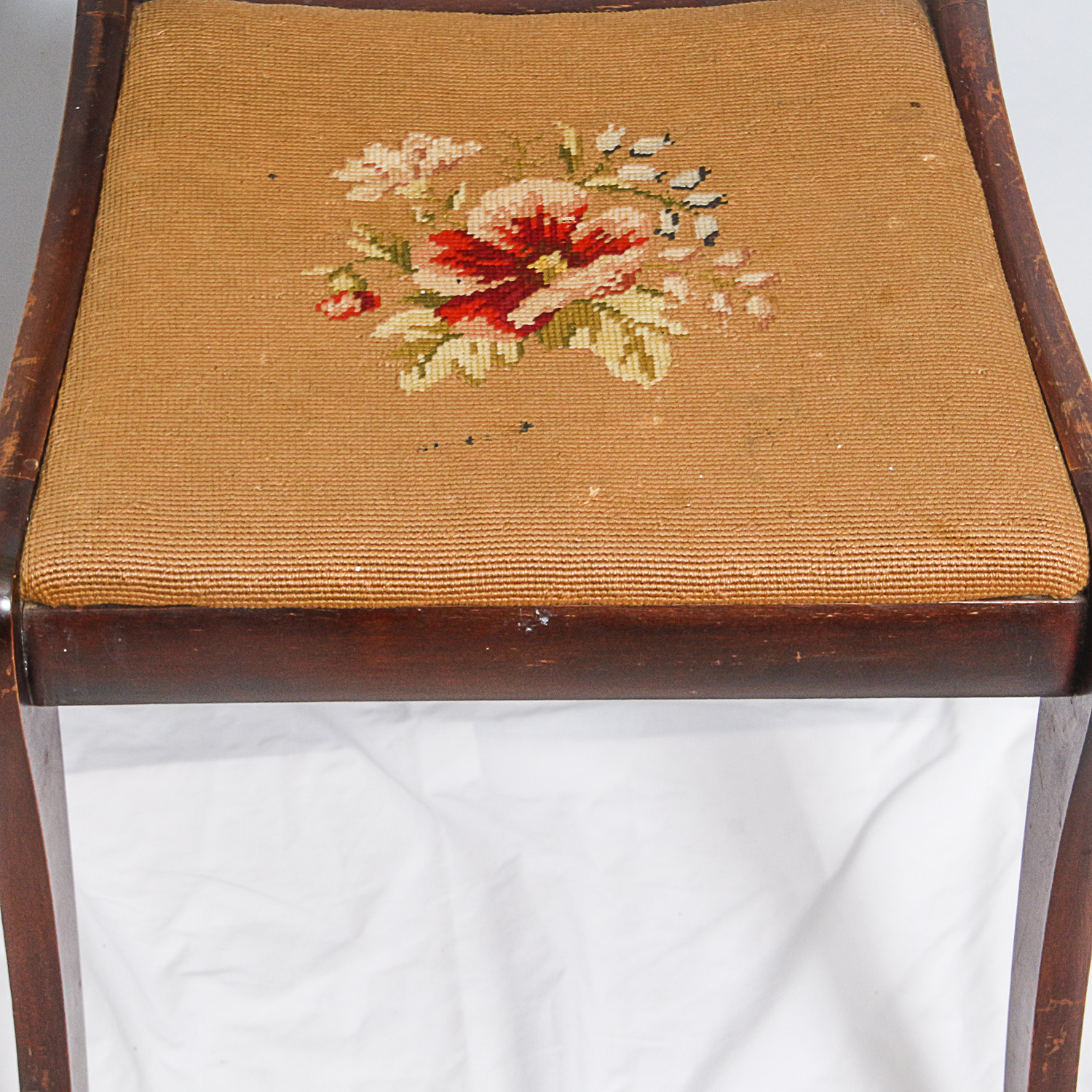 Vintage Wooden Chair with Needlepoint Seat