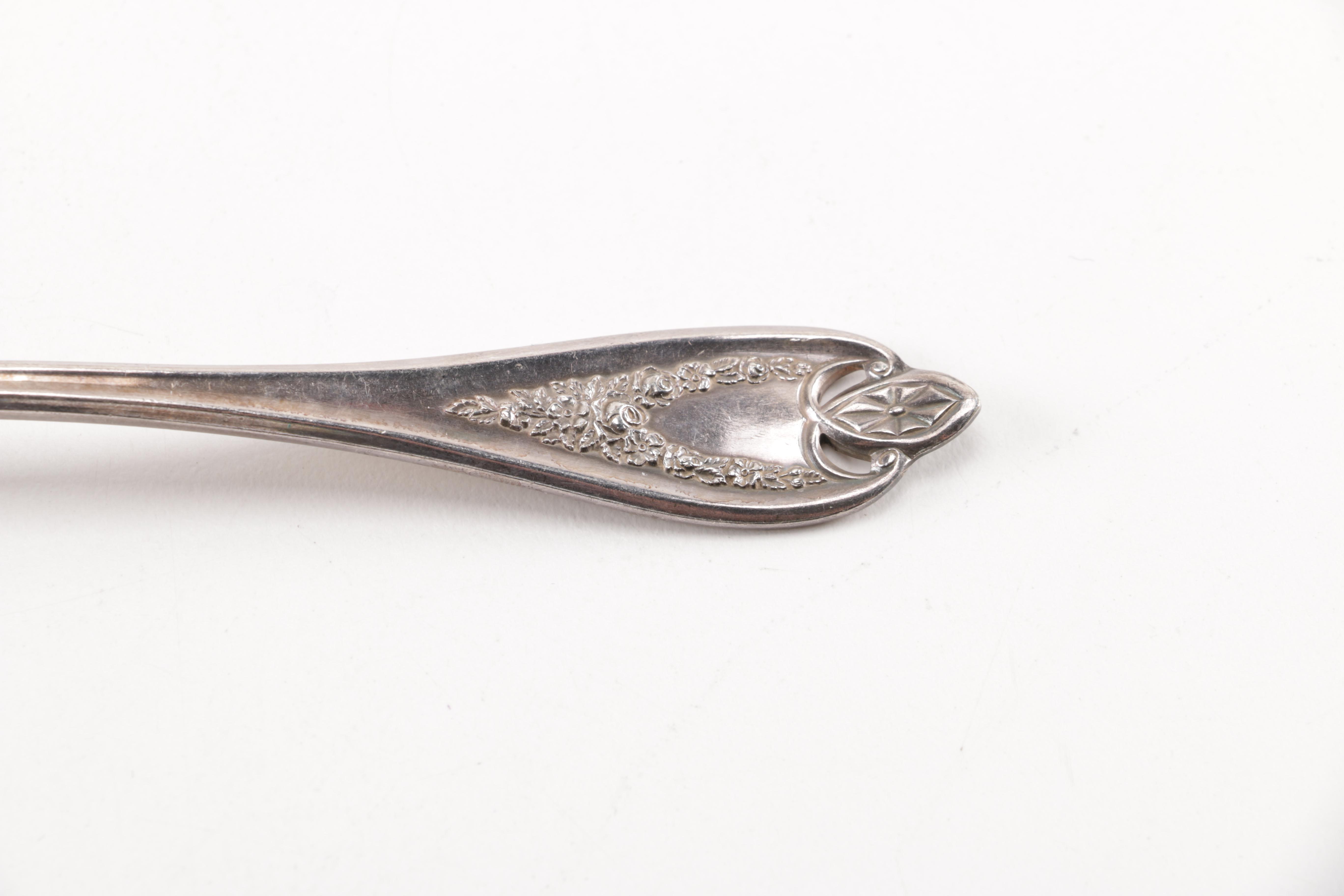 Towle Sterling Handled Cake Server and Assorted Silver Plate Flatware