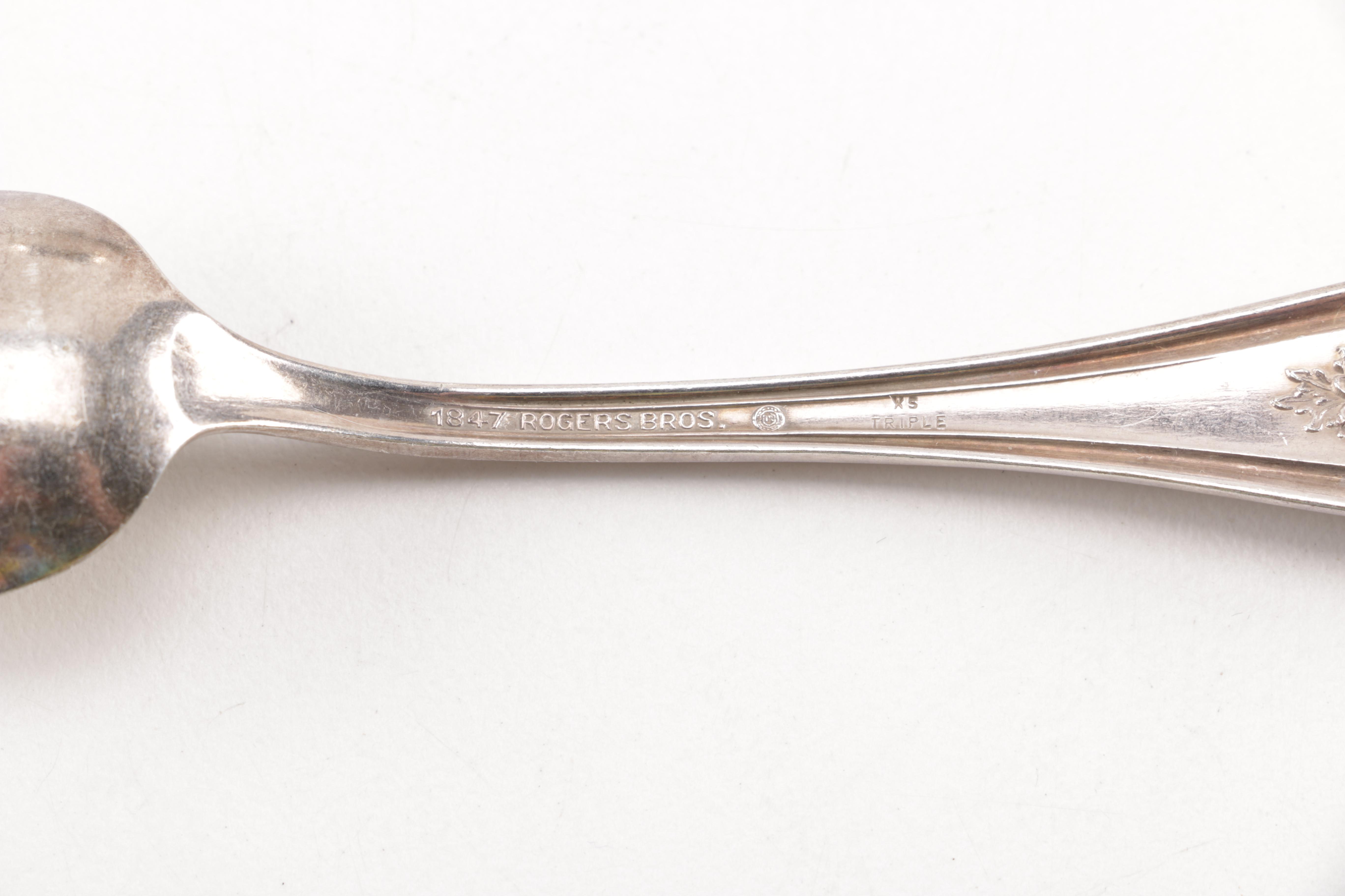 Towle Sterling Handled Cake Server and Assorted Silver Plate Flatware