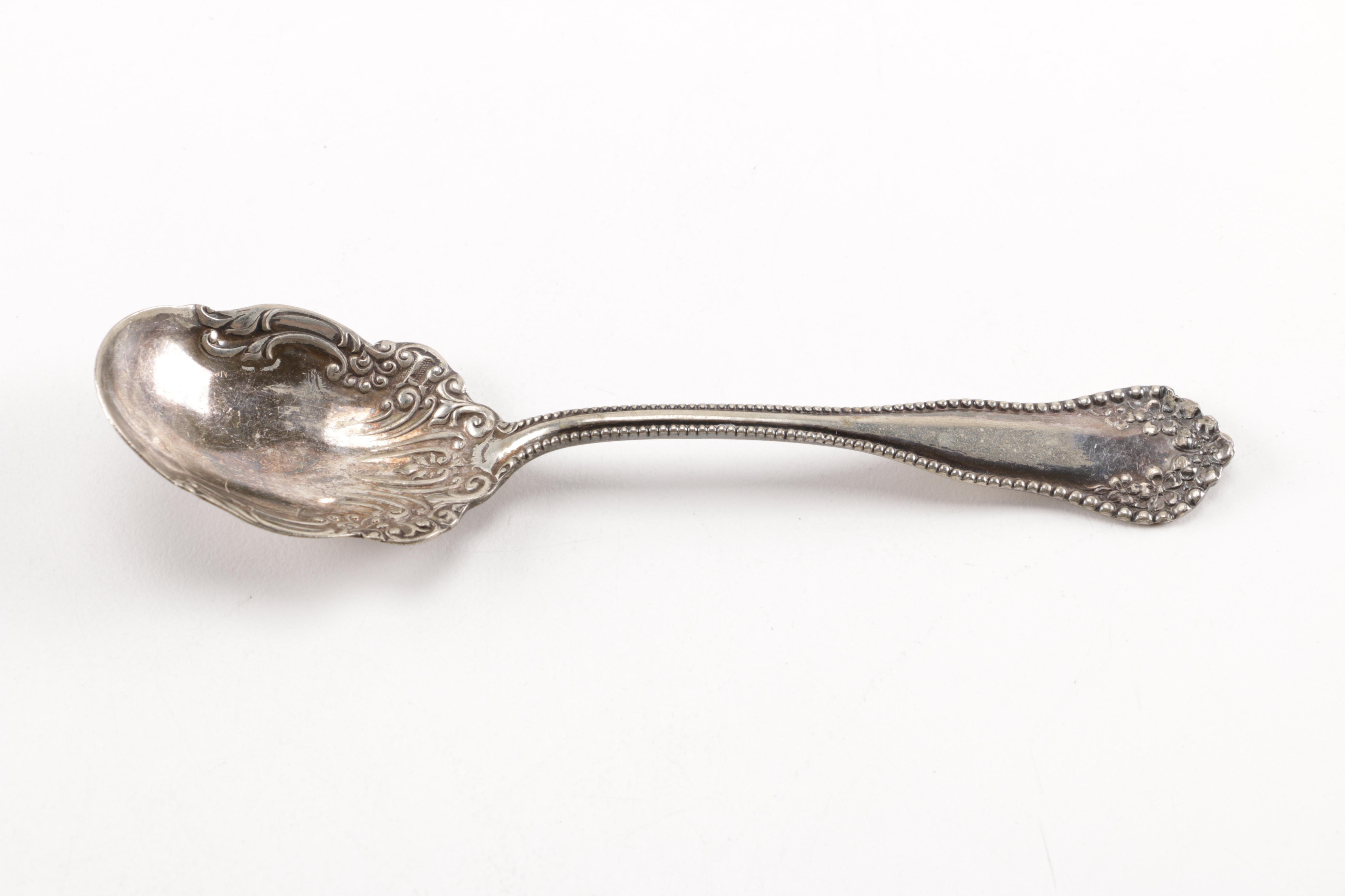 Towle Sterling Handled Cake Server and Assorted Silver Plate Flatware