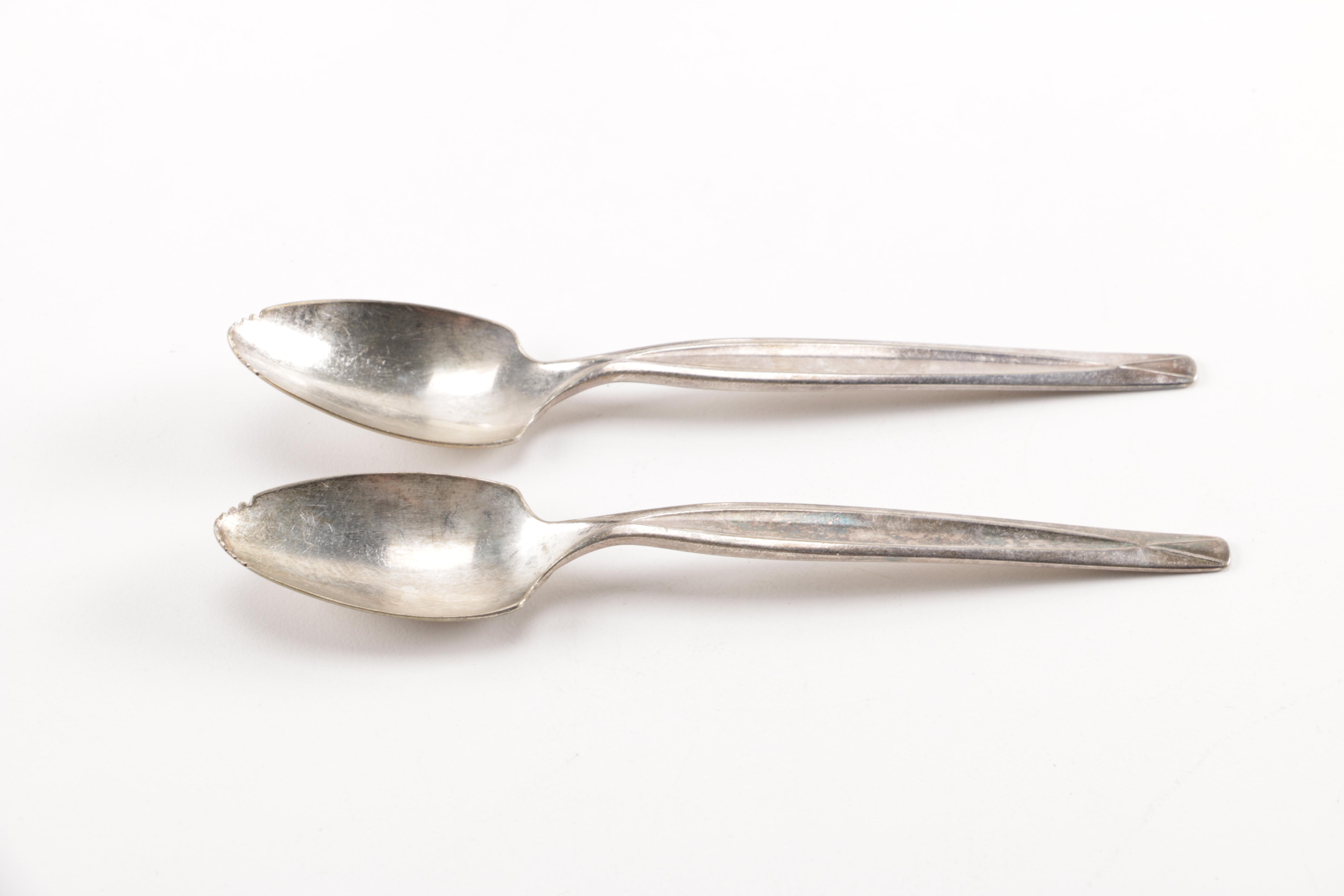 Towle Sterling Handled Cake Server and Assorted Silver Plate Flatware