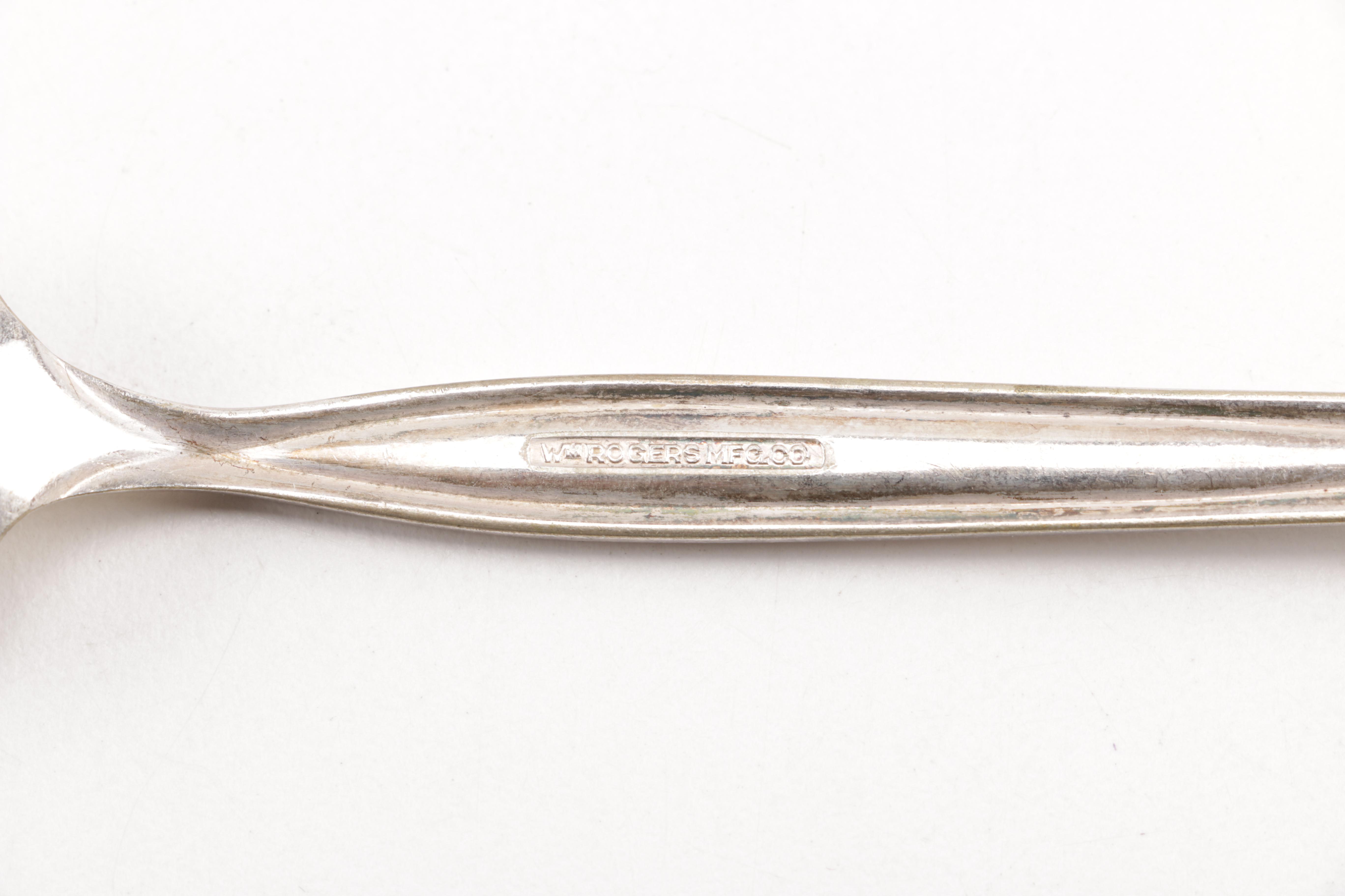 Towle Sterling Handled Cake Server and Assorted Silver Plate Flatware