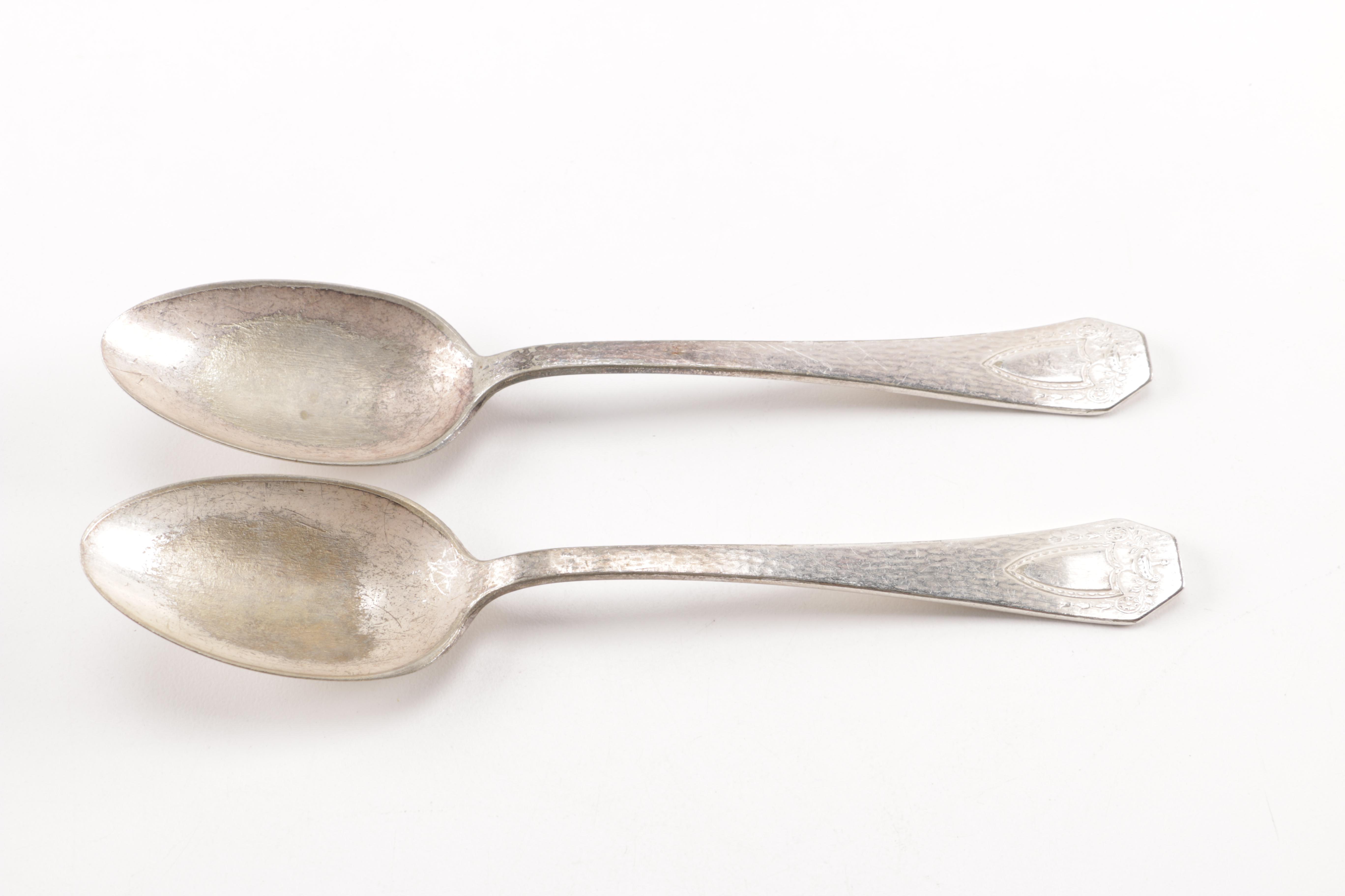 Towle Sterling Handled Cake Server and Assorted Silver Plate Flatware