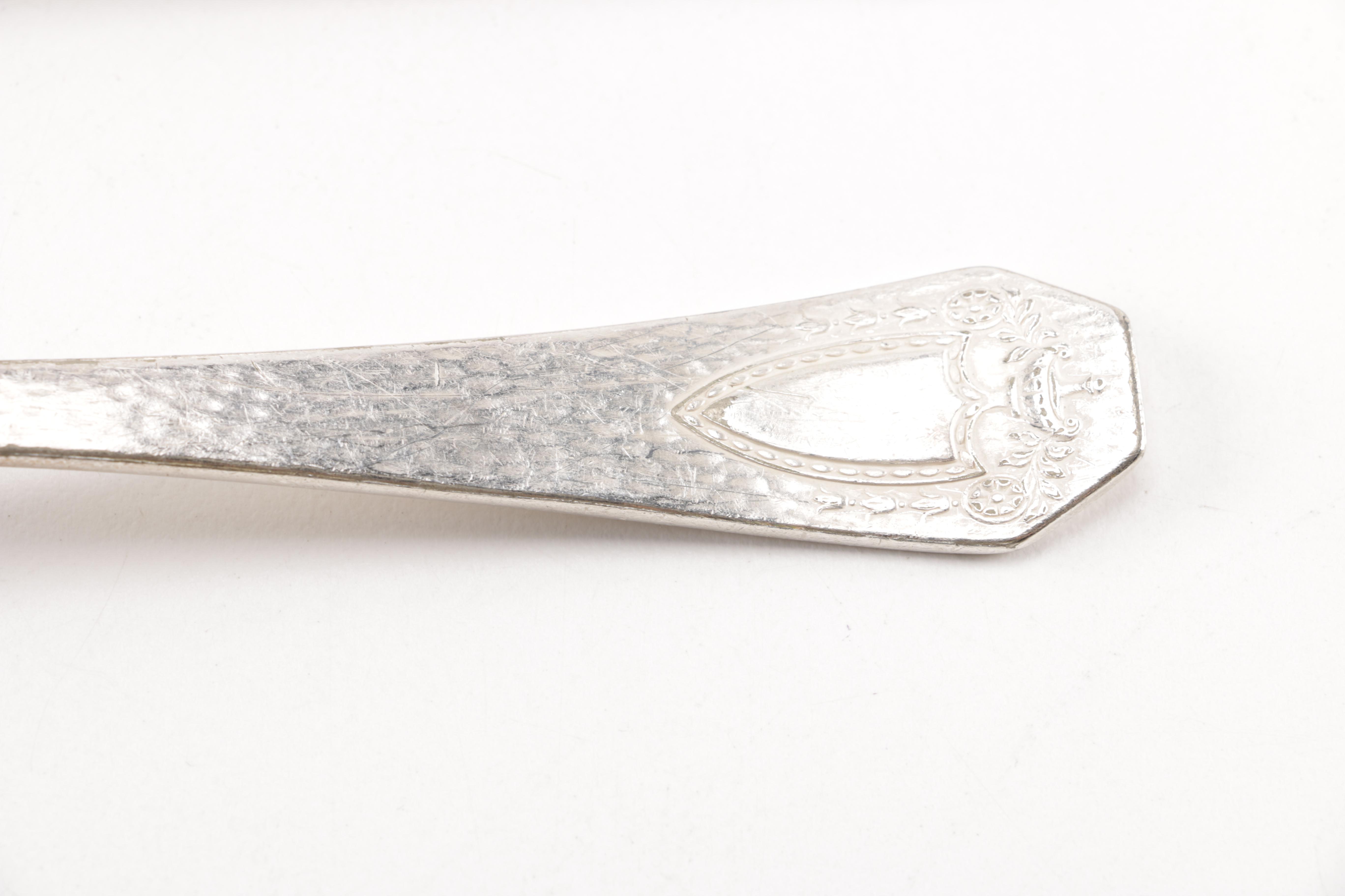 Towle Sterling Handled Cake Server and Assorted Silver Plate Flatware