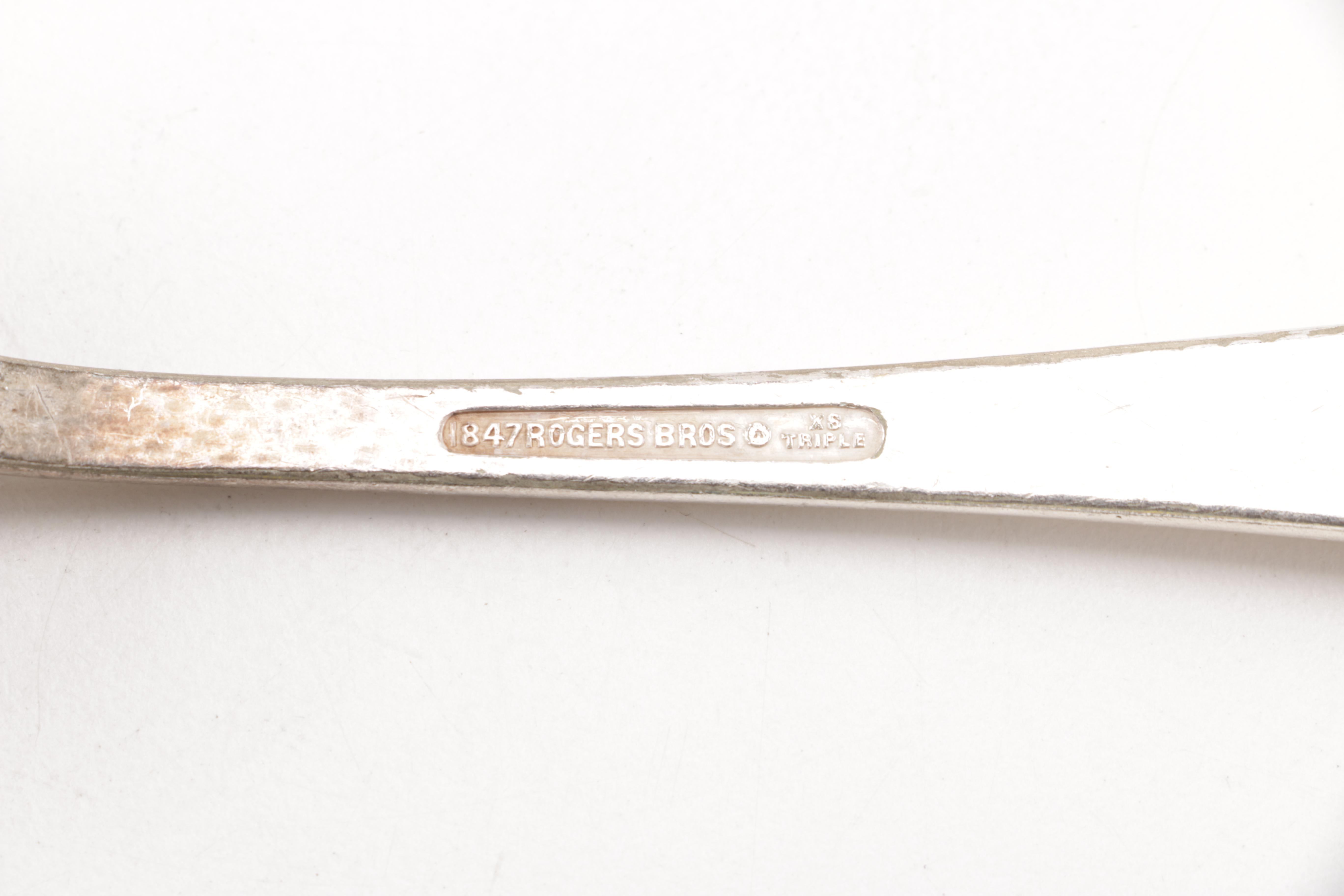 Towle Sterling Handled Cake Server and Assorted Silver Plate Flatware